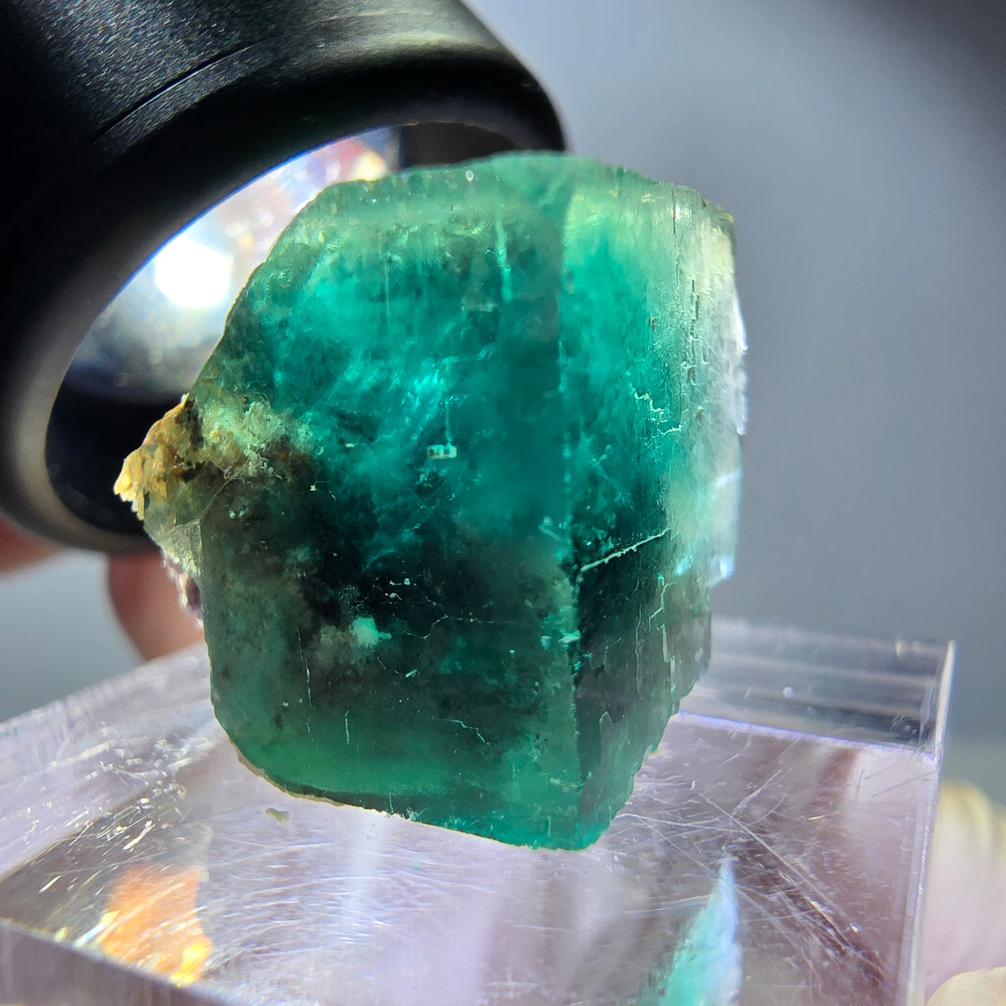 Klarer Phantom Fluorit Würfel parkettiert, grün Okorusu, Namibia 19*16*15mm