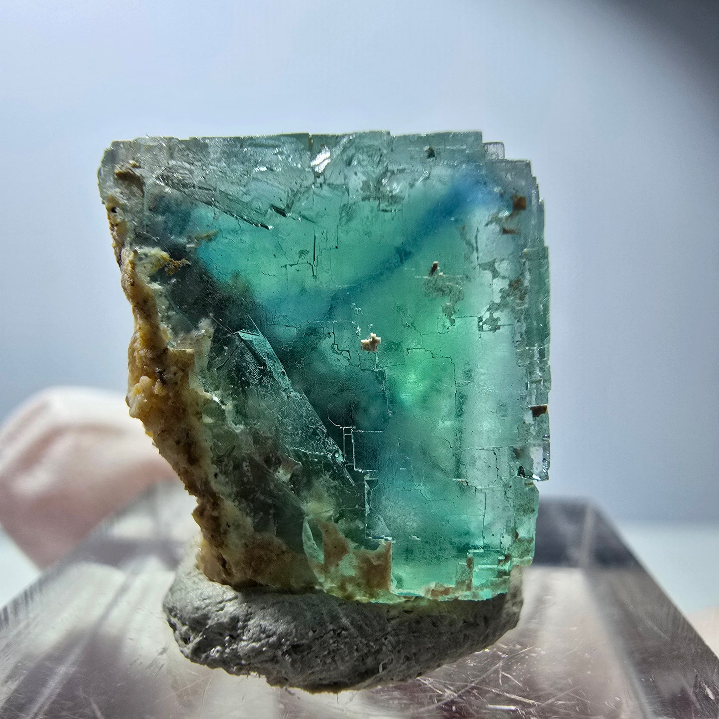 Klarer Phantom Fluorit Würfel parkettiert, grün Okorusu, Namibia 19*17*16mm