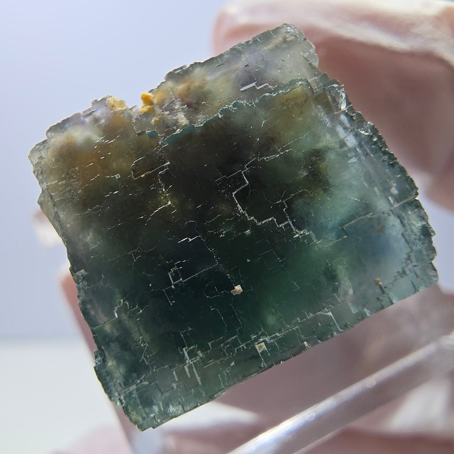 Klarer Phantom Fluorit Würfel parkettiert, grün Okorusu, Namibia 19*17*16mm