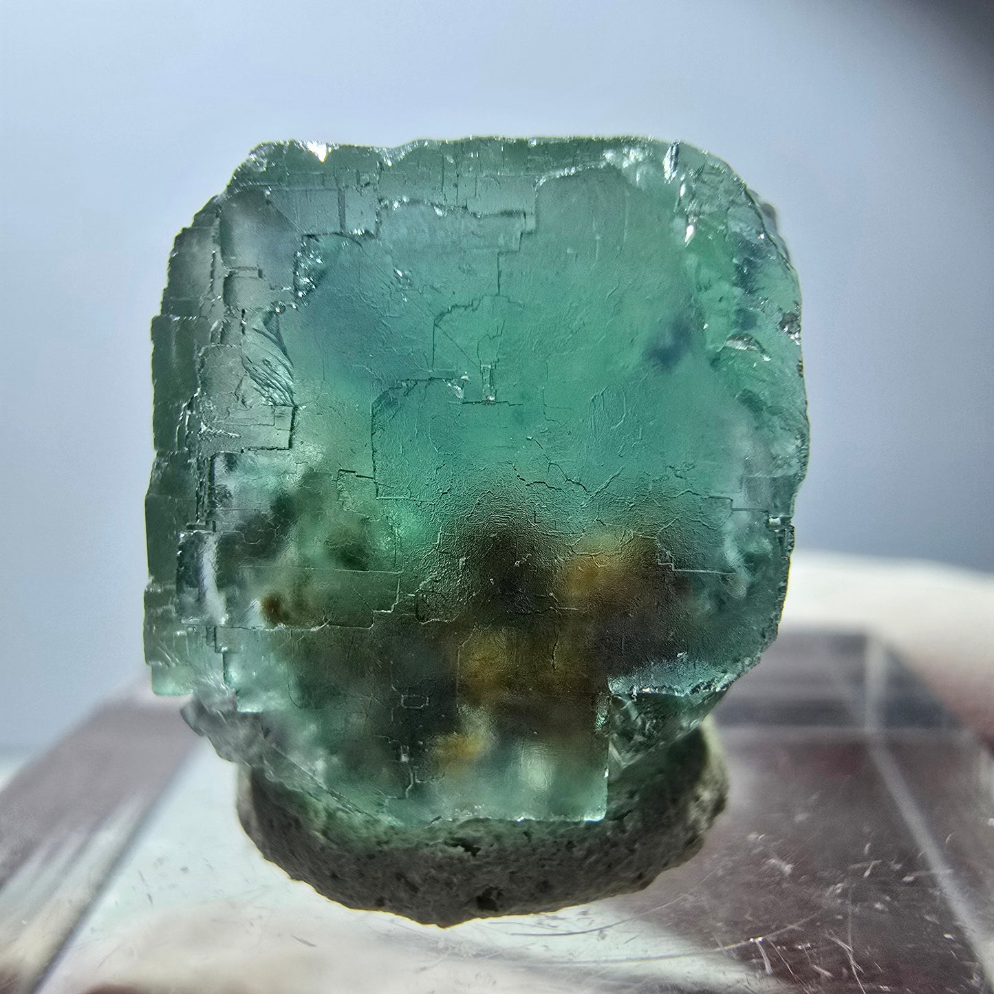 Klarer Phantom Fluorit Würfel parkettiert, grün Okorusu, Namibia 15*15*15mm