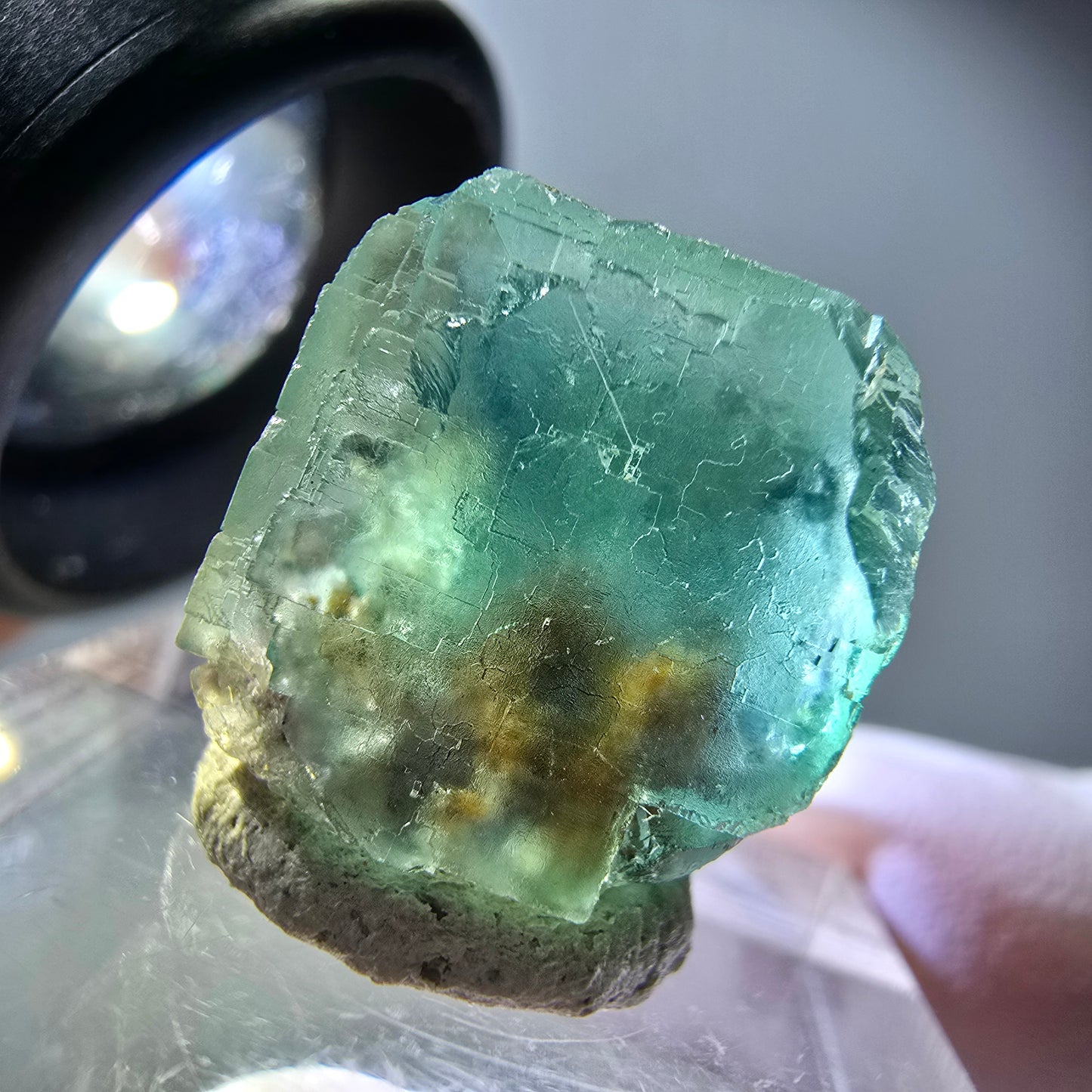 Klarer Phantom Fluorit Würfel parkettiert, grün Okorusu, Namibia 15*15*15mm