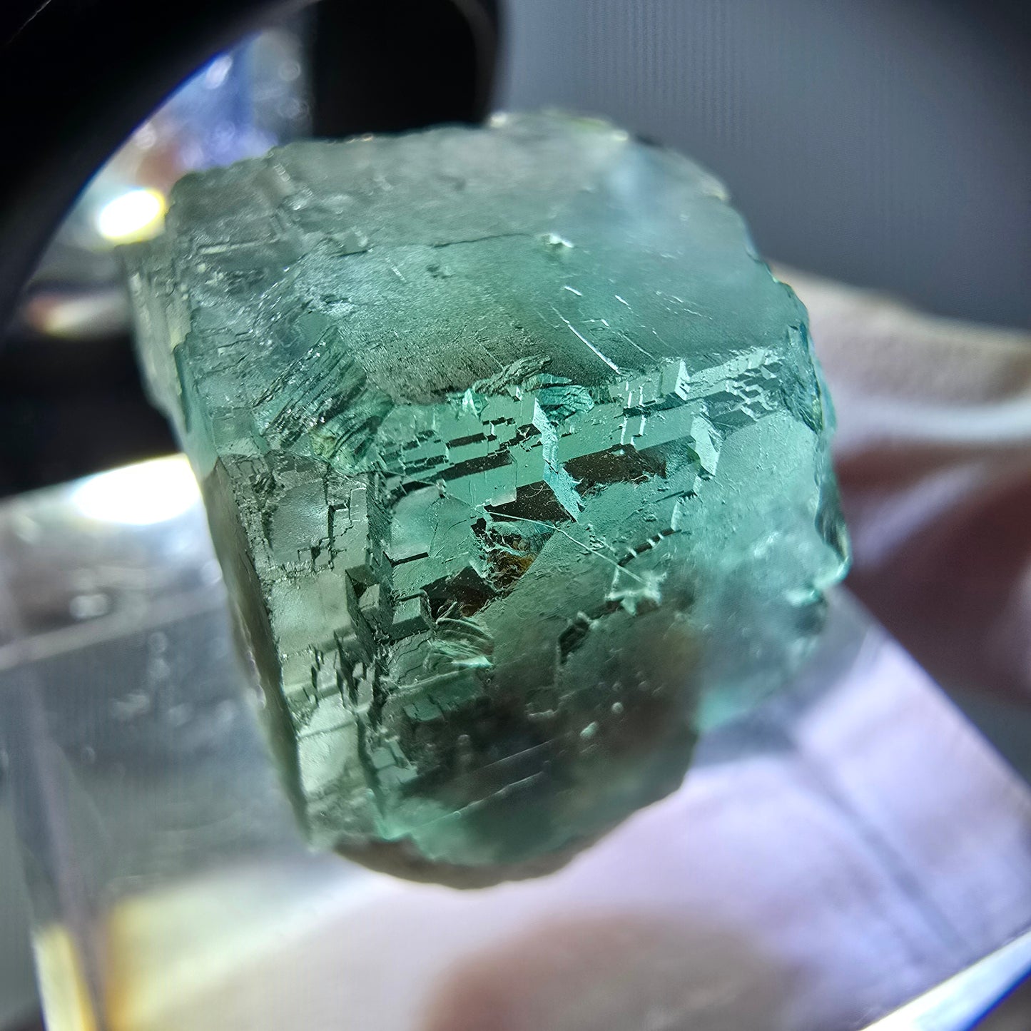 Klarer Phantom Fluorit Würfel parkettiert, grün Okorusu, Namibia 15*15*15mm