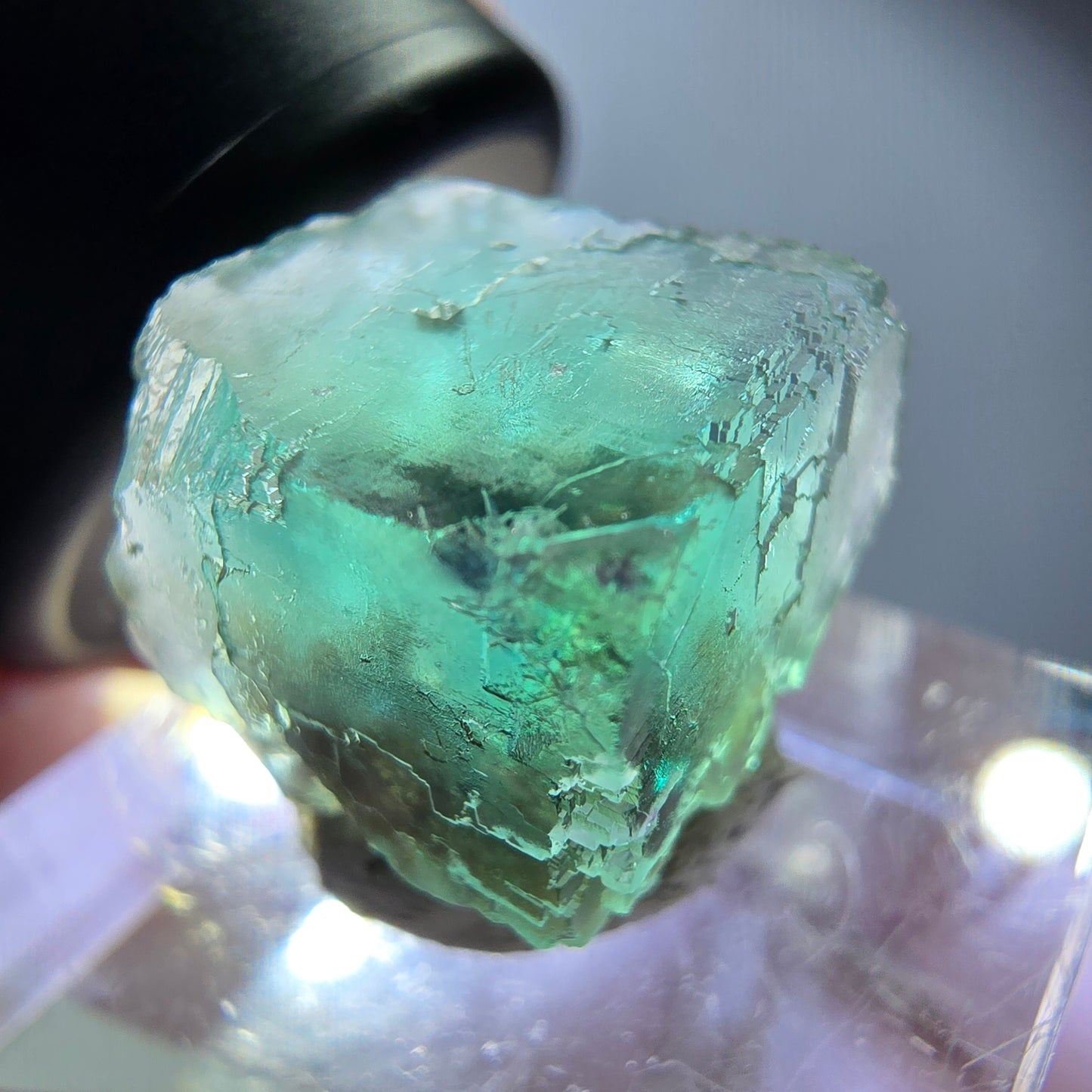 Klarer Phantom Fluorit Würfel parkettiert, grün Okorusu, Namibia 15*15*15mm