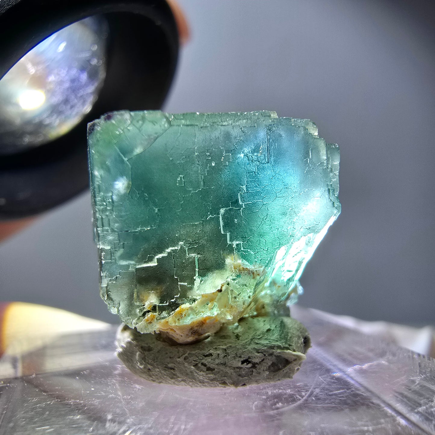 Klarer Phantom Fluorit Würfel parkettiert, grün Okorusu, Namibia 15*15*15mm