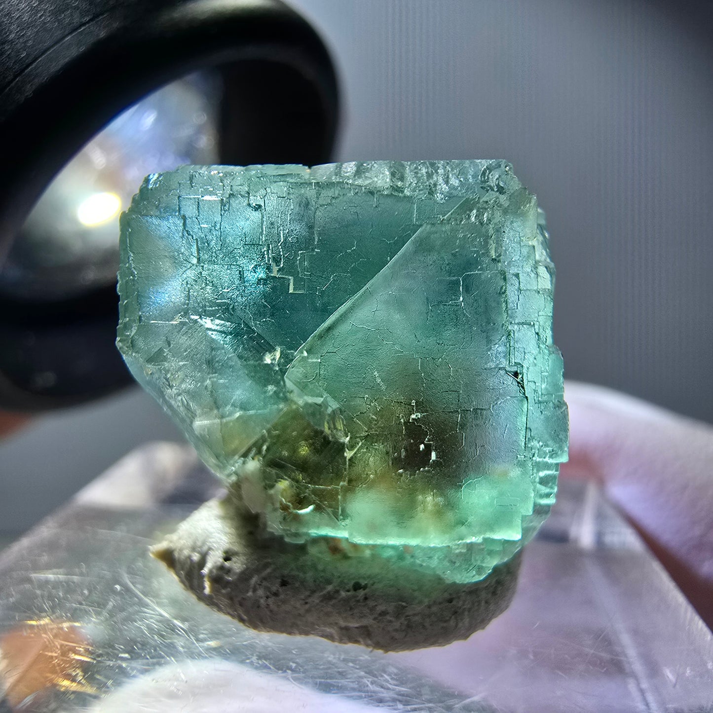 Klarer Phantom Fluorit Würfel parkettiert, grün Okorusu, Namibia 15*15*15mm
