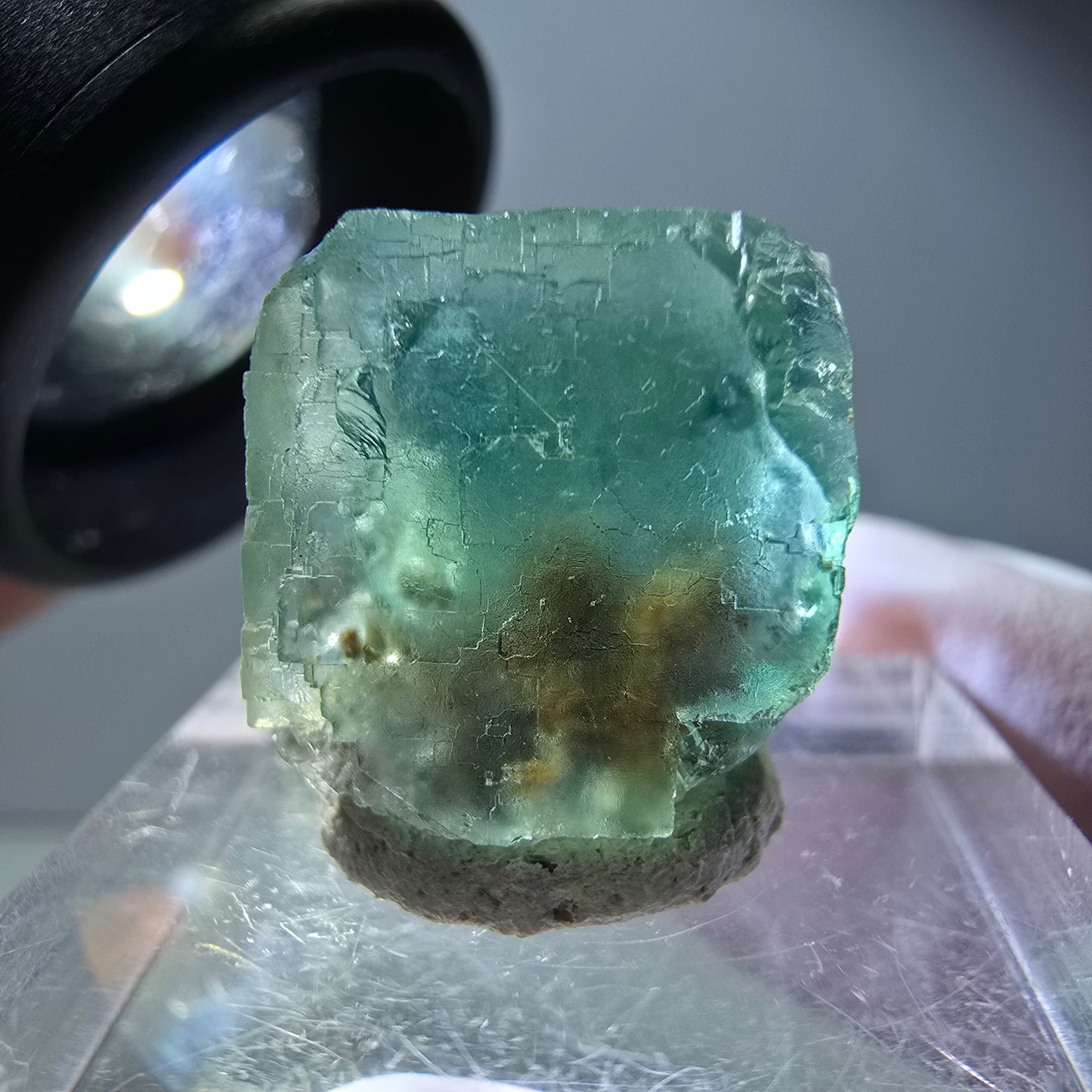 Klarer Phantom Fluorit Würfel parkettiert, grün Okorusu, Namibia 15*15*15mm