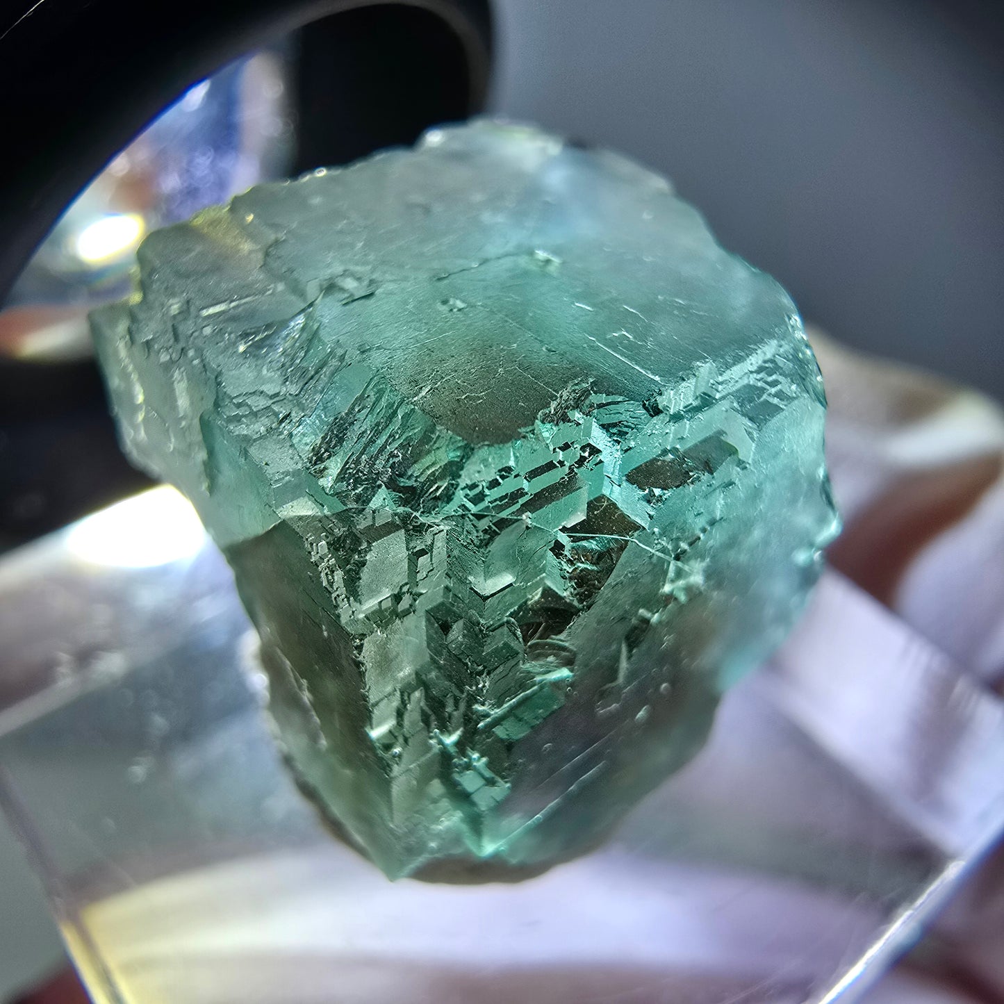 Klarer Phantom Fluorit Würfel parkettiert, grün Okorusu, Namibia 15*15*15mm
