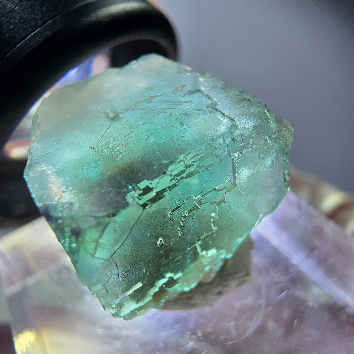 Klarer Phantom Fluorit Würfel parkettiert, grün Okorusu, Namibia 15*15*15mm