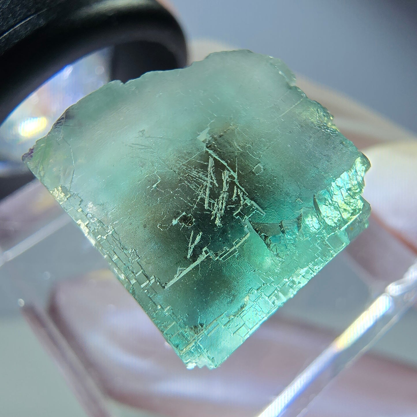 Klarer Phantom Fluorit Würfel parkettiert, grün Okorusu, Namibia 15*15*15mm