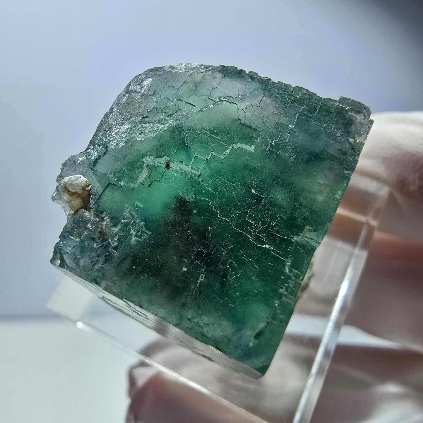 Klarer Phantom Fluorit Würfel parkettiert, grün Okorusu, Namibia 21*19*19mm