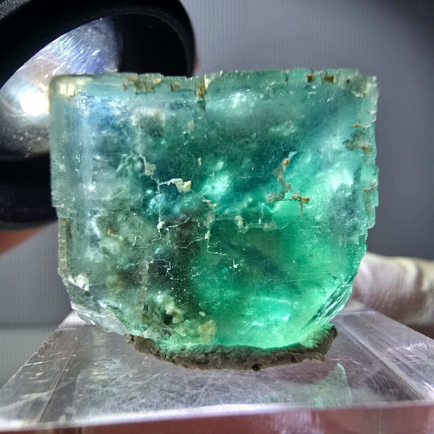 Klarer Phantom Fluorit Würfel parkettiert, grün Okorusu, Namibia 21*19*19mm