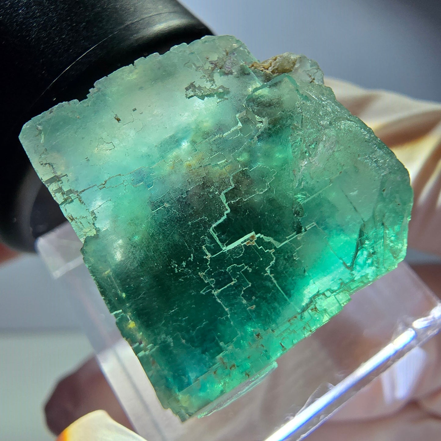 Klarer Phantom Fluorit Würfel parkettiert, grün Okorusu, Namibia 21*19*19mm