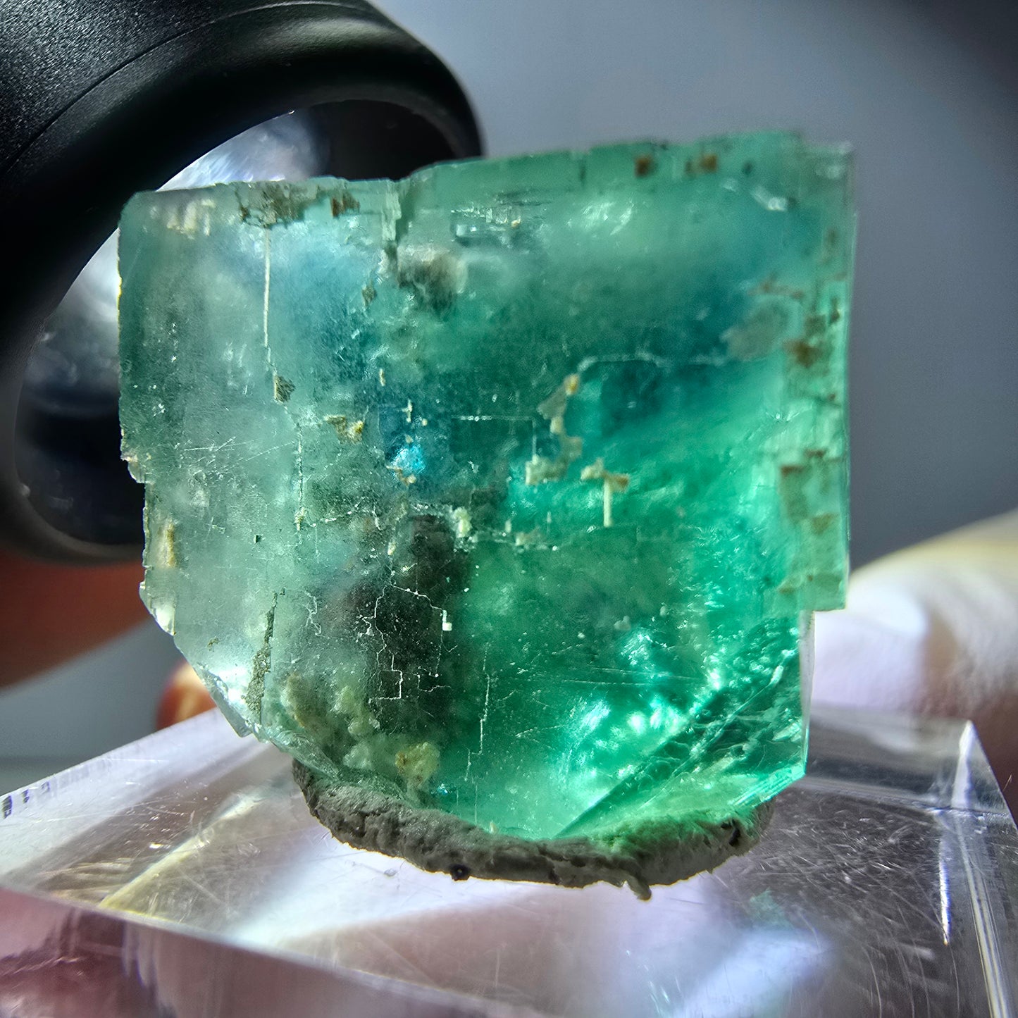 Klarer Phantom Fluorit Würfel parkettiert, grün Okorusu, Namibia 21*19*19mm