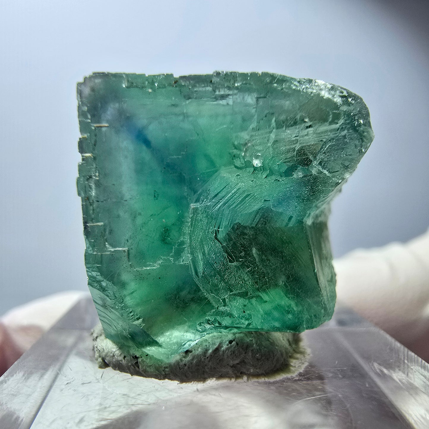 Klarer Phantom Fluorit Würfel parkettiert, grün Okorusu, Namibia 21*19*19mm