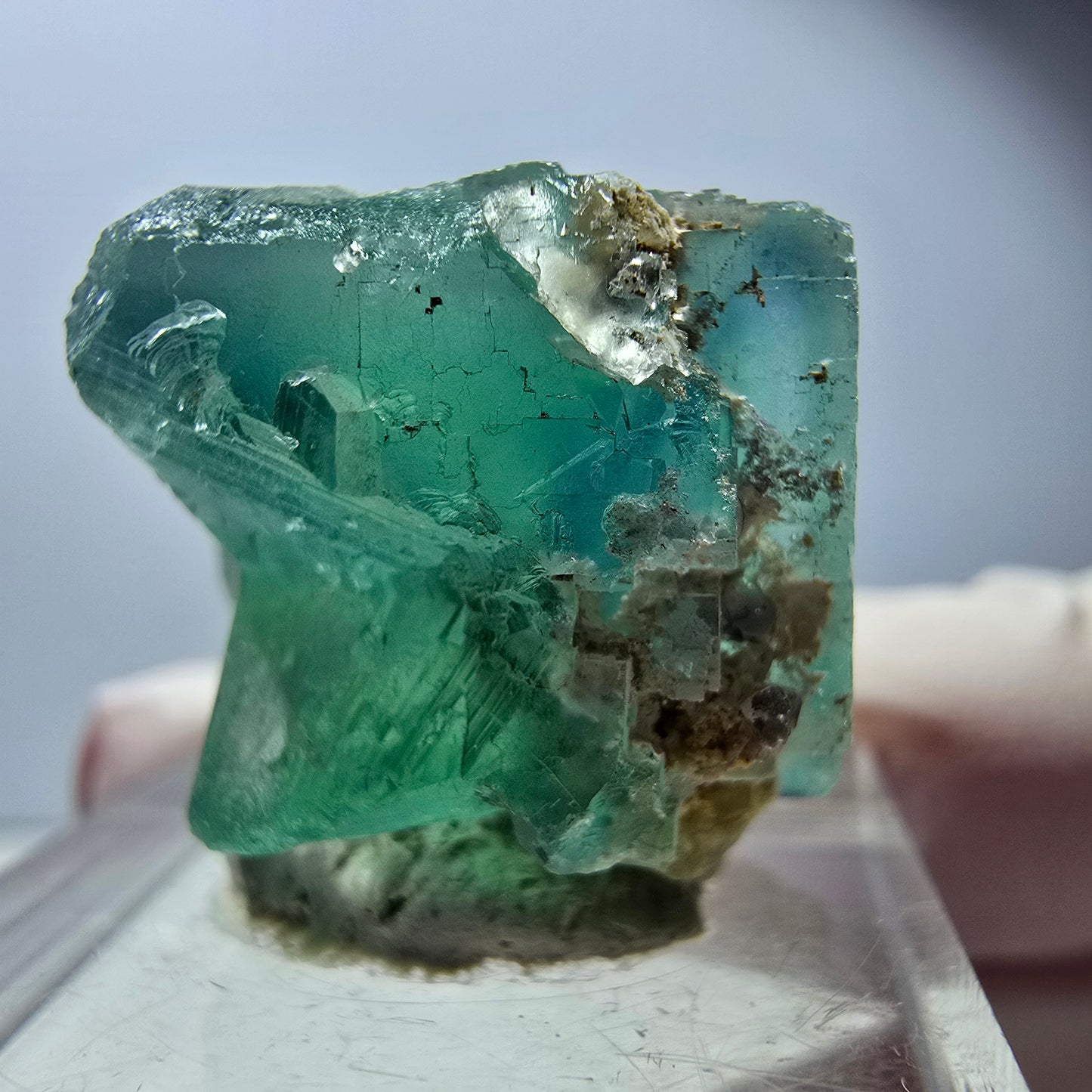 Klarer Phantom Fluorit Würfel parkettiert, grün Okorusu, Namibia 21*19*19mm