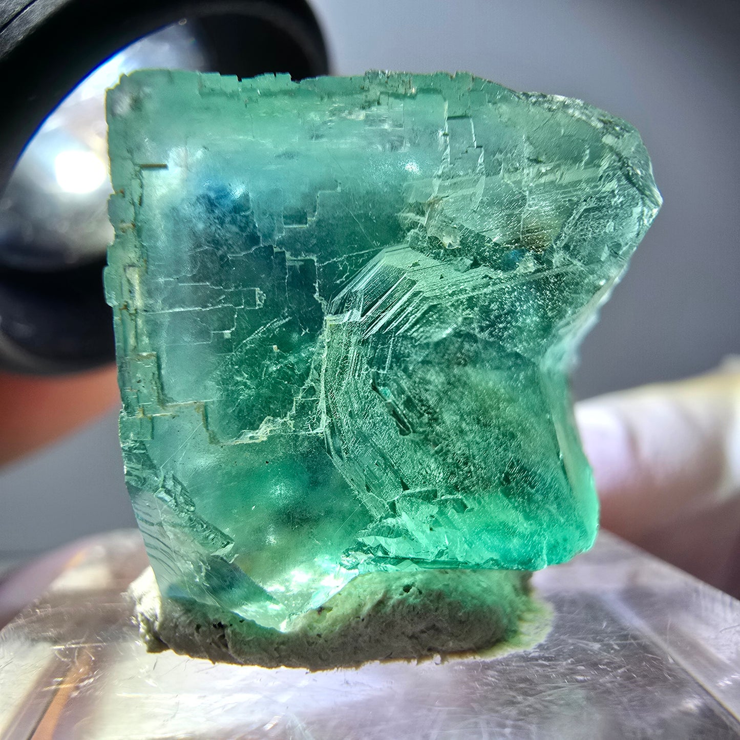 Klarer Phantom Fluorit Würfel parkettiert, grün Okorusu, Namibia 21*19*19mm