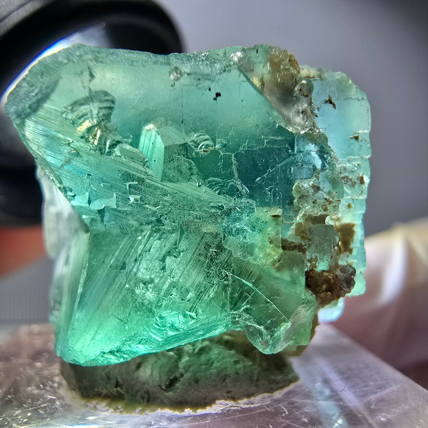 Klarer Phantom Fluorit Würfel parkettiert, grün Okorusu, Namibia 21*19*19mm