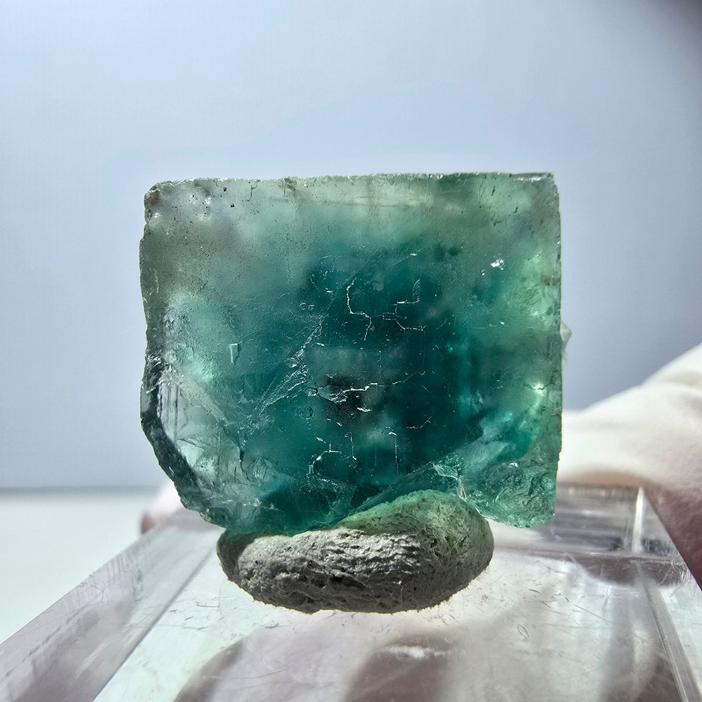 Klarer Phantom Fluorit Würfel parkettiert, grün Okorusu, Namibia 21*16*14mm