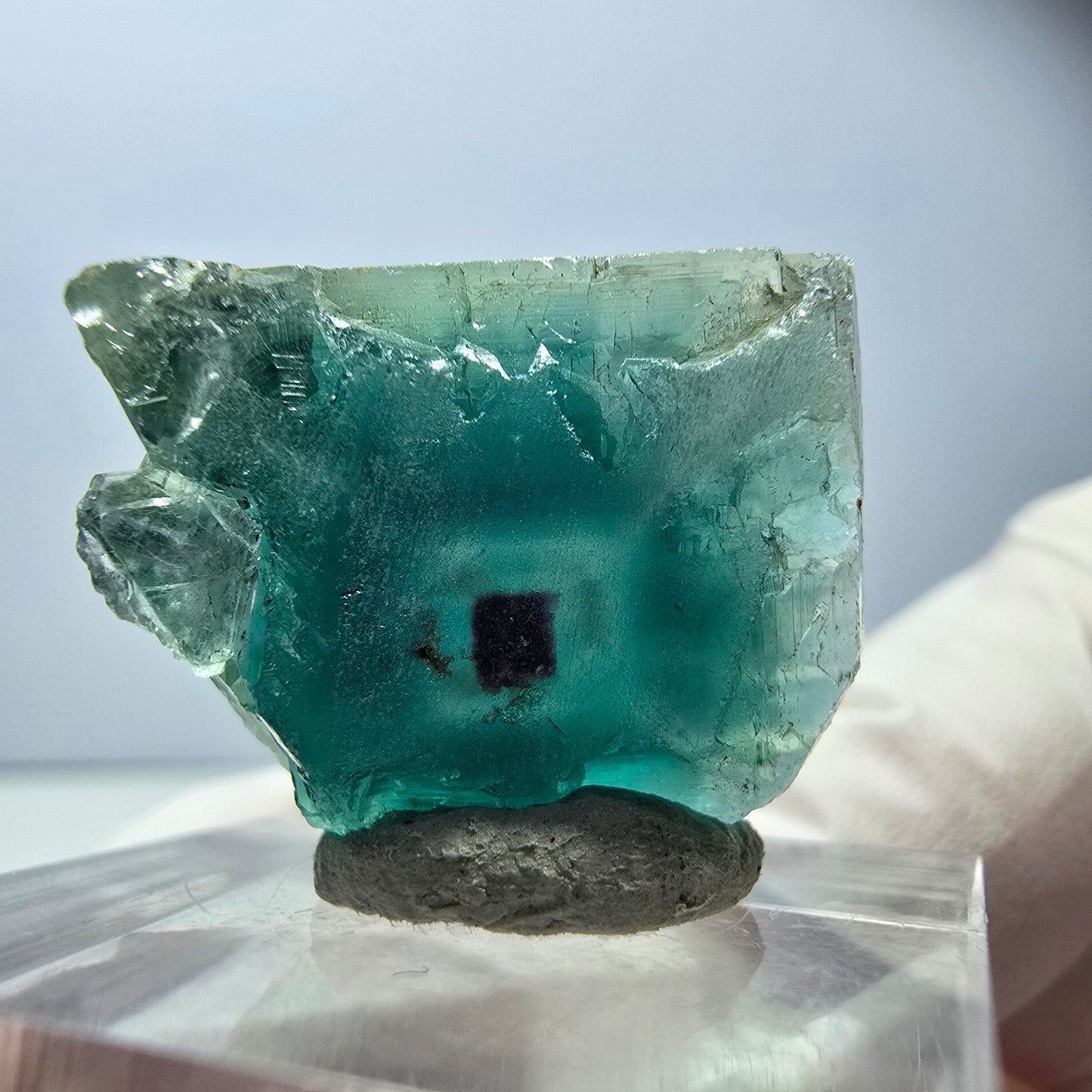 Klarer Phantom Fluorit Würfel parkettiert, grün Okorusu, Namibia 21*16*14mm