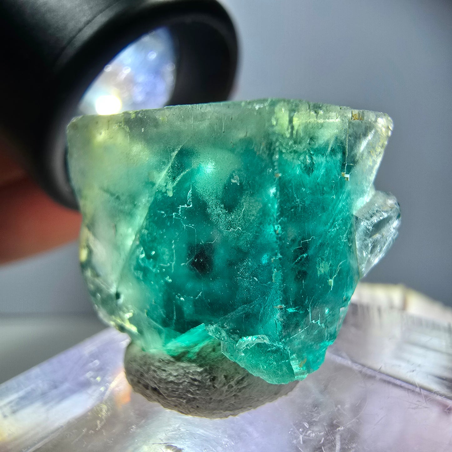 Klarer Phantom Fluorit Würfel parkettiert, grün Okorusu, Namibia 21*16*14mm