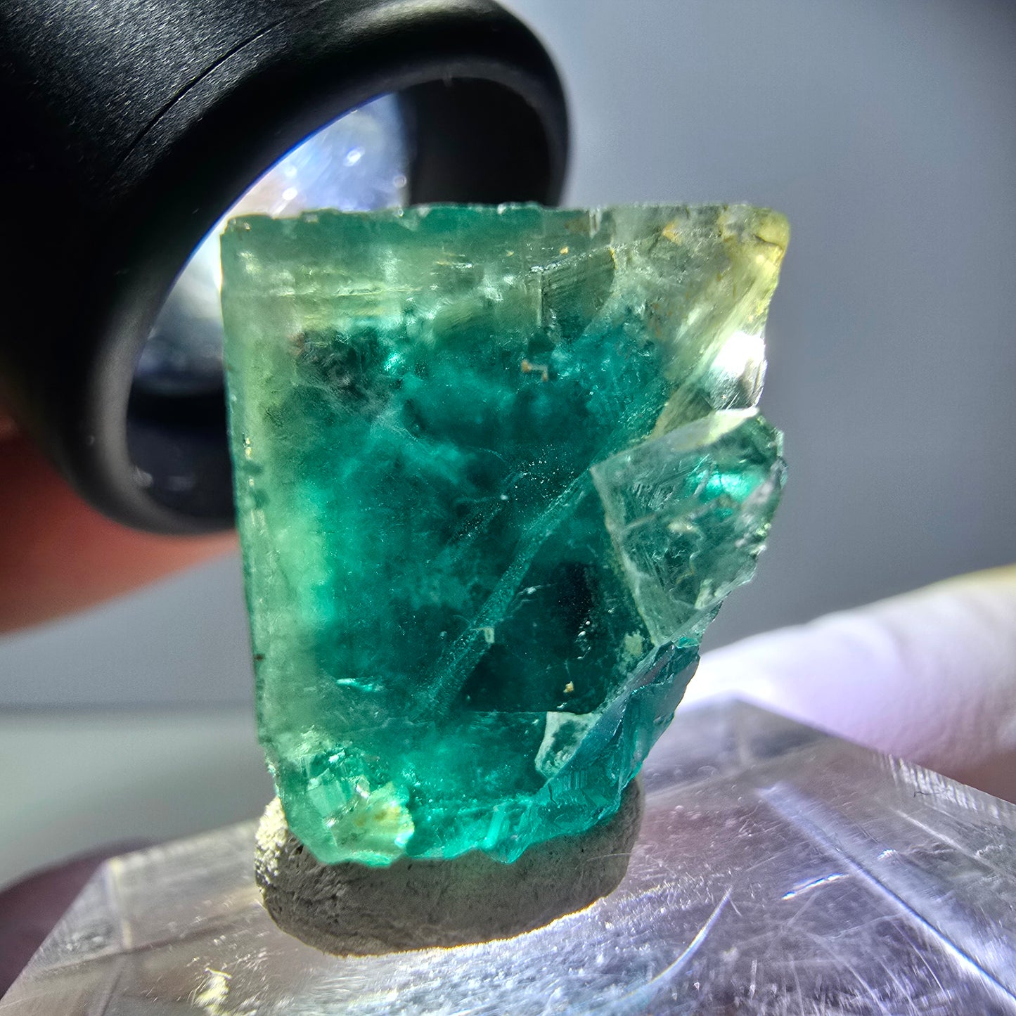 Klarer Phantom Fluorit Würfel parkettiert, grün Okorusu, Namibia 21*16*14mm