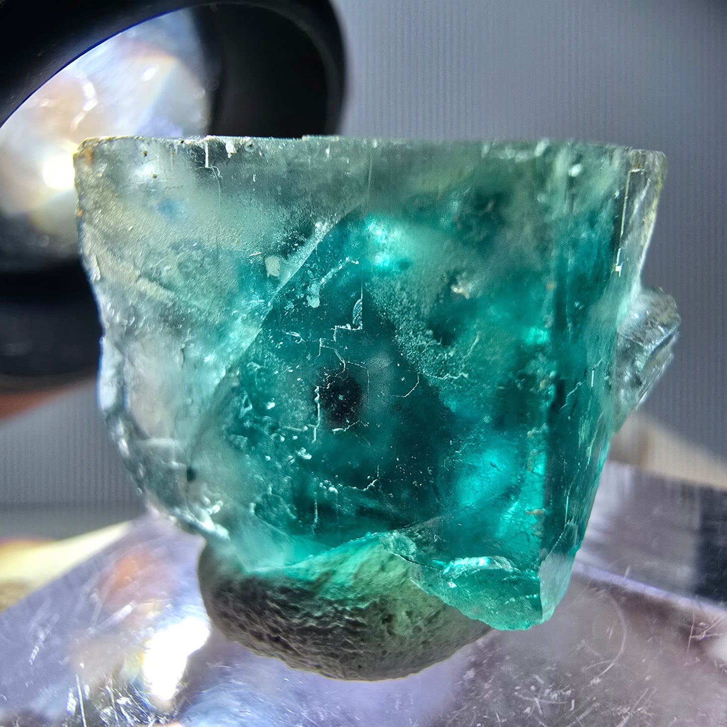 Klarer Phantom Fluorit Würfel parkettiert, grün Okorusu, Namibia 21*16*14mm