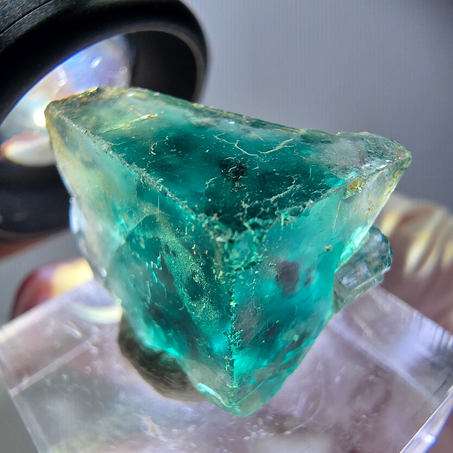Klarer Phantom Fluorit Würfel parkettiert, grün Okorusu, Namibia 21*16*14mm