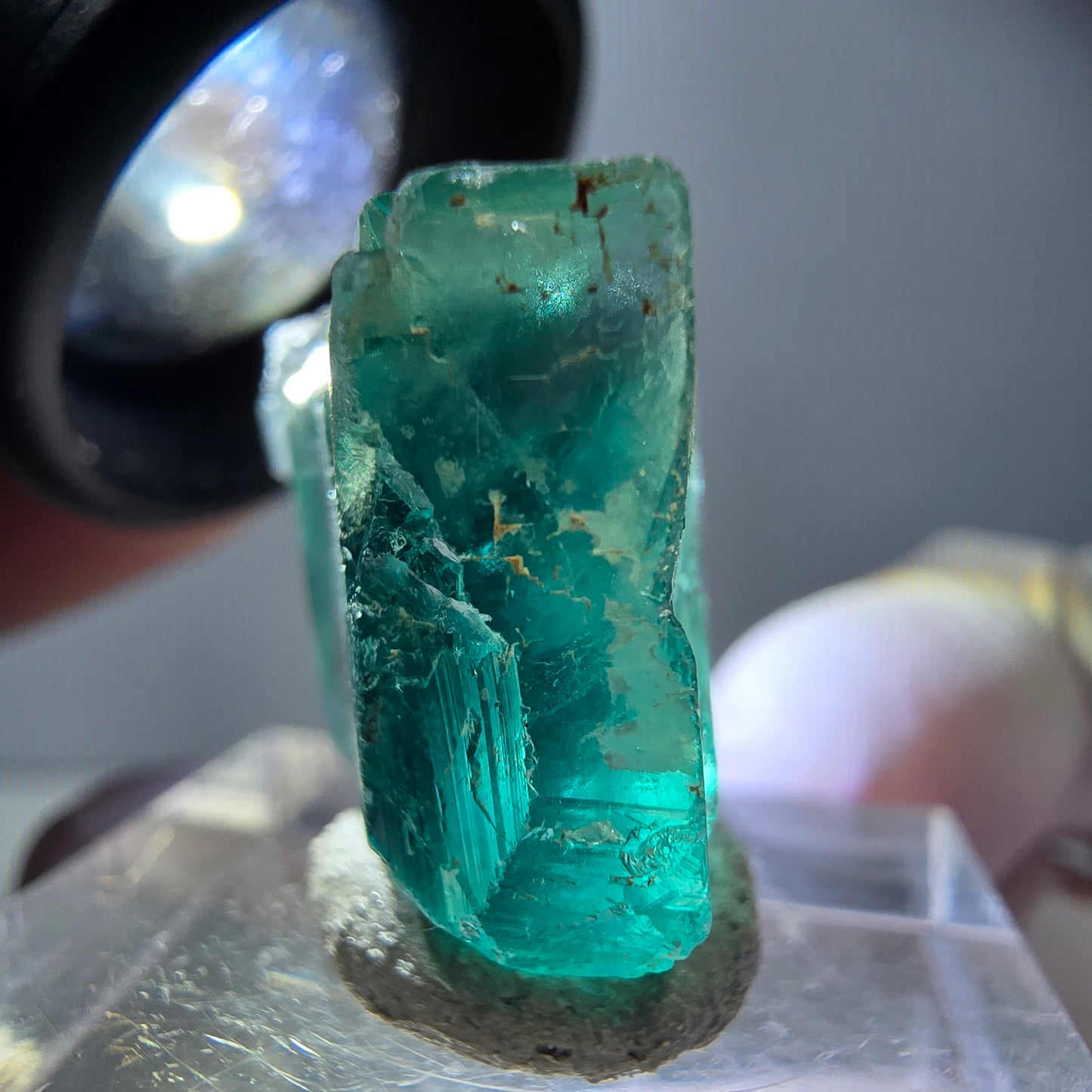 Klarer Phantom Fluorit Würfel parkettiert, grün Okorusu, Namibia 21*16*14mm