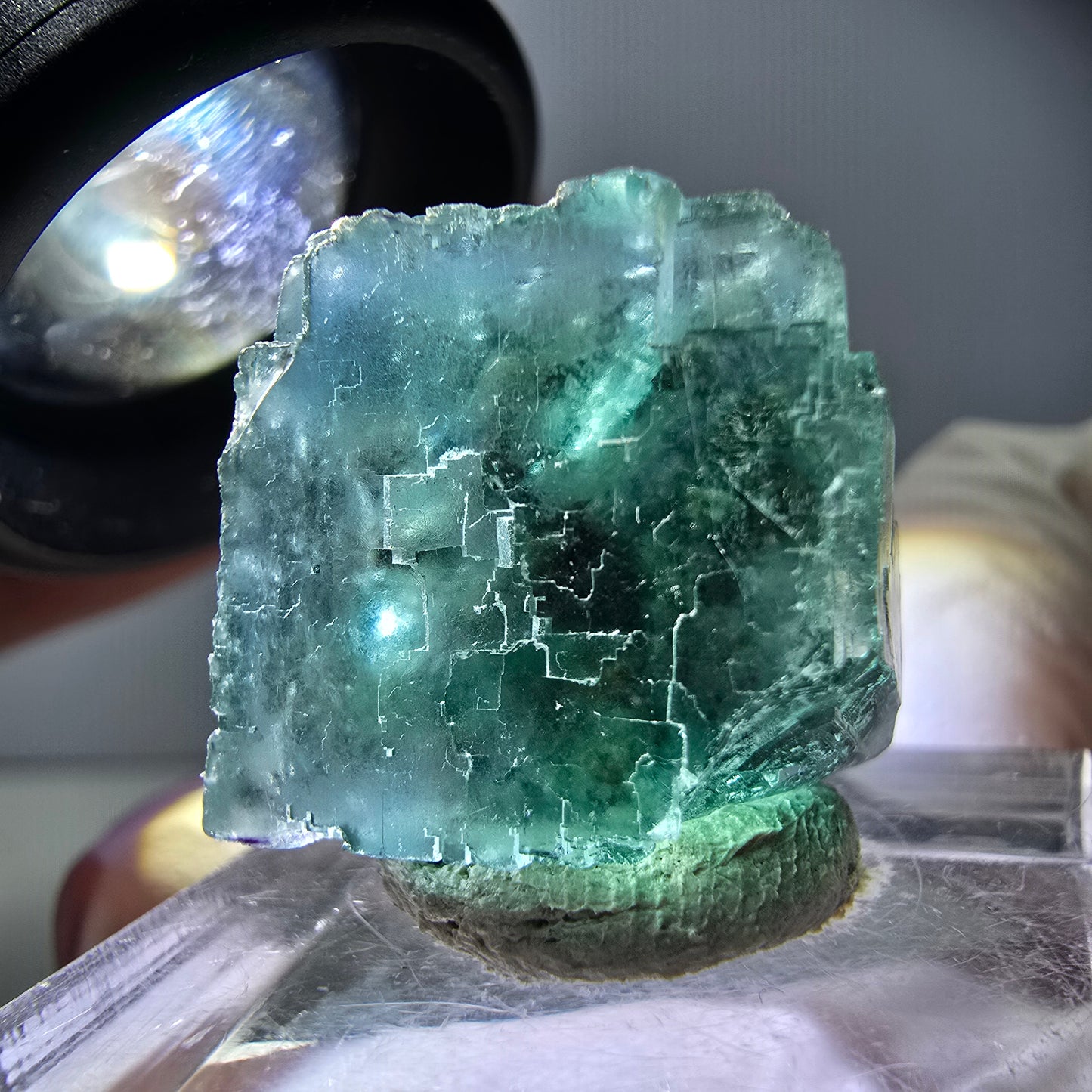 Klarer Phantom Fluorit Würfel parkettiert, grün Okorusu, Namibia 18*18*15mm