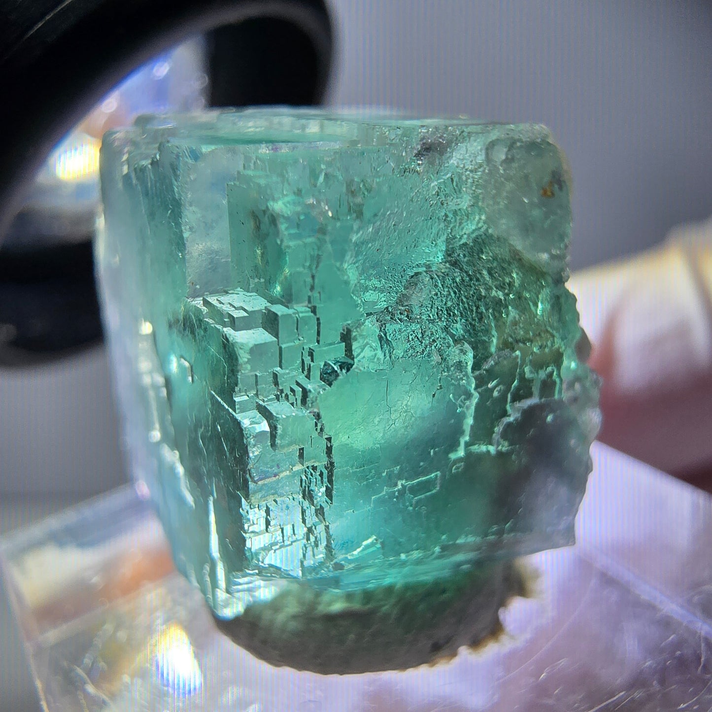 Klarer Phantom Fluorit Würfel parkettiert, grün Okorusu, Namibia 18*18*15mm