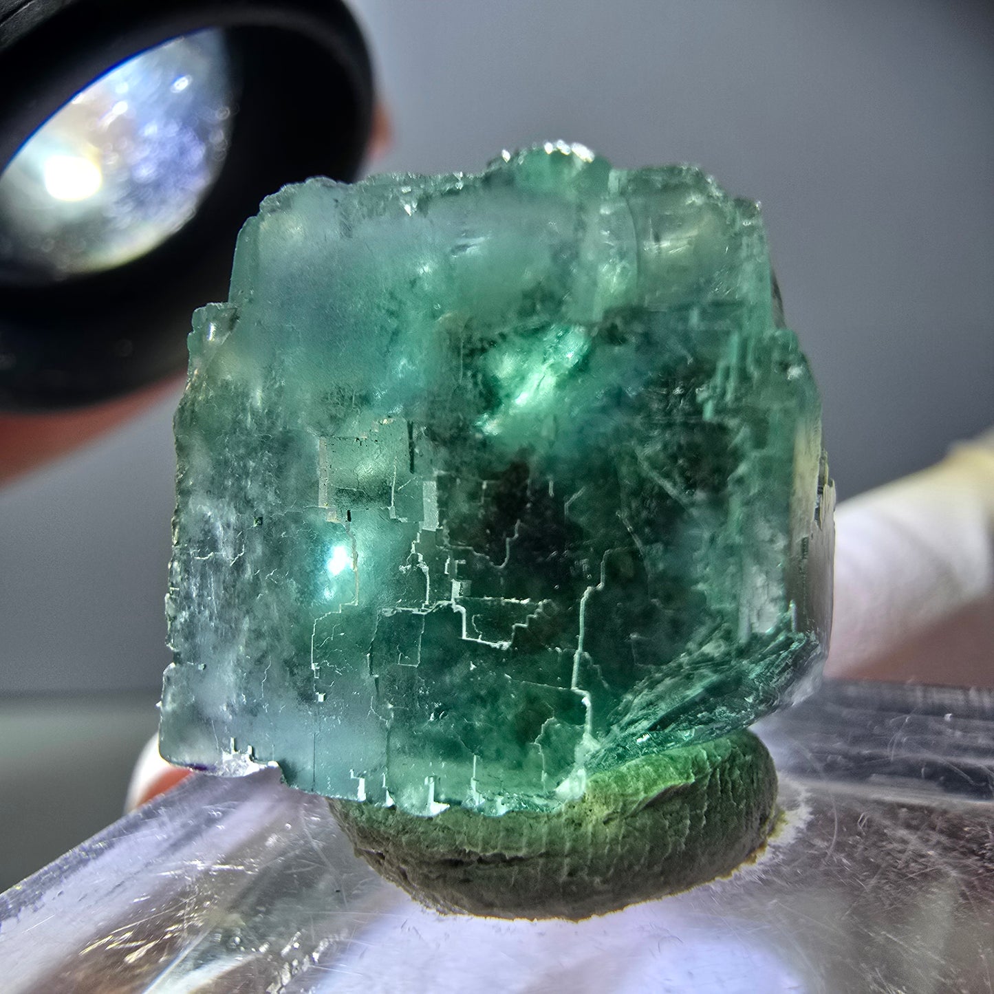 Klarer Phantom Fluorit Würfel parkettiert, grün Okorusu, Namibia 18*18*15mm