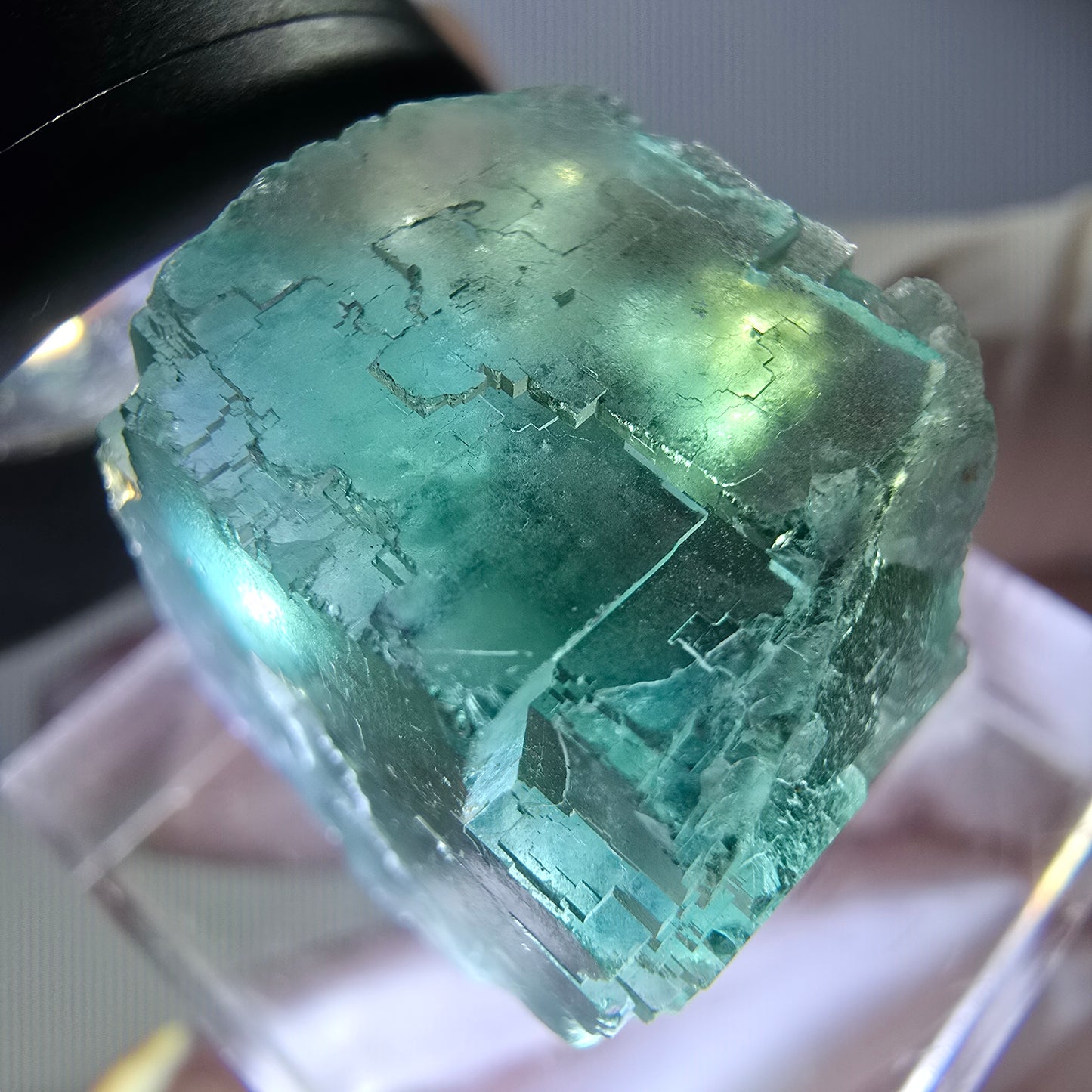 Klarer Phantom Fluorit Würfel parkettiert, grün Okorusu, Namibia 18*18*15mm