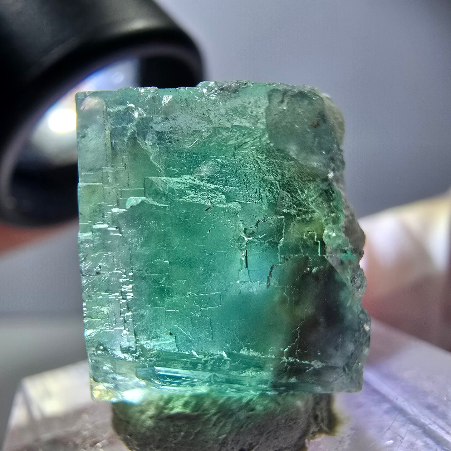 Klarer Phantom Fluorit Würfel parkettiert, grün Okorusu, Namibia 18*18*15mm