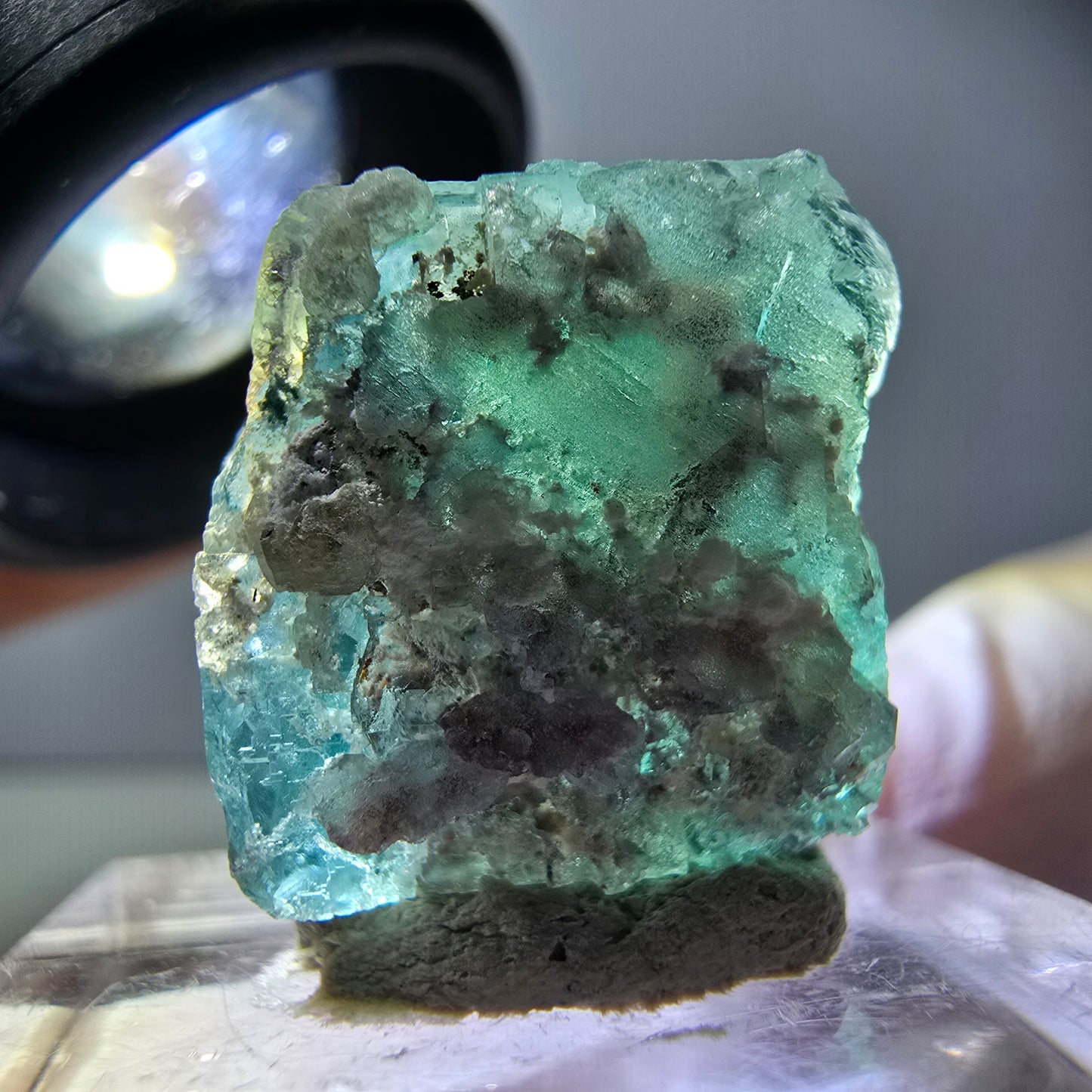 Klarer Phantom Fluorit Würfel parkettiert, grün Okorusu, Namibia 18*18*15mm
