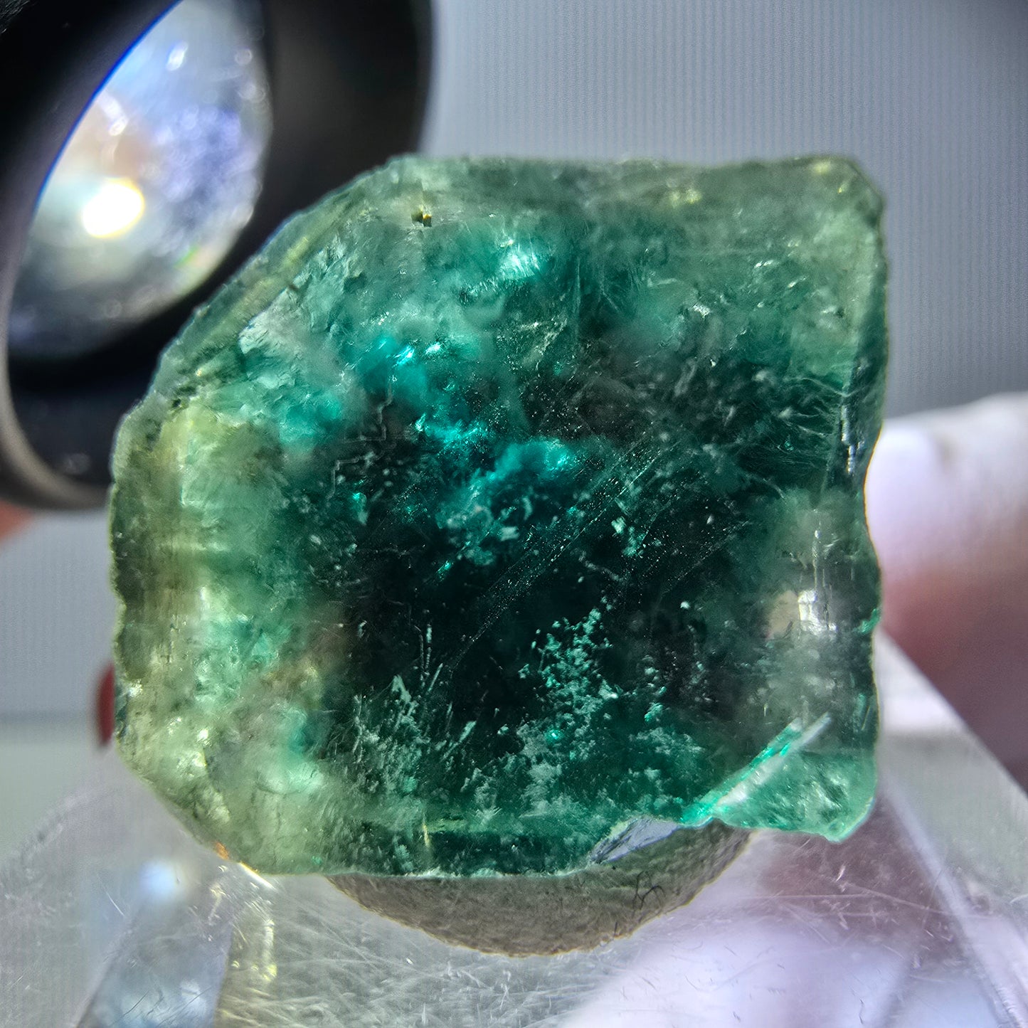 Klarer Phantom Fluorit Würfel parkettiert, grün Okorusu, Namibia 17*14*12mm