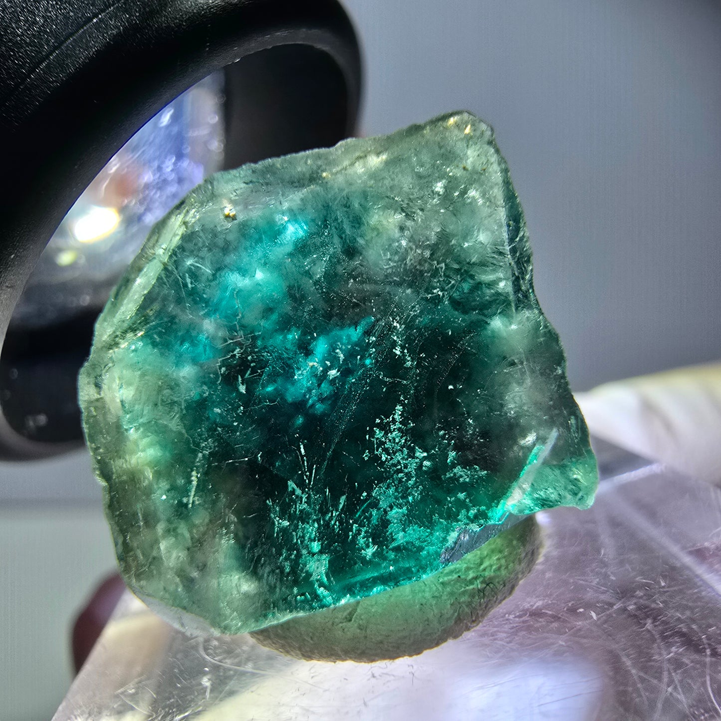 Klarer Phantom Fluorit Würfel parkettiert, grün Okorusu, Namibia 17*14*12mm