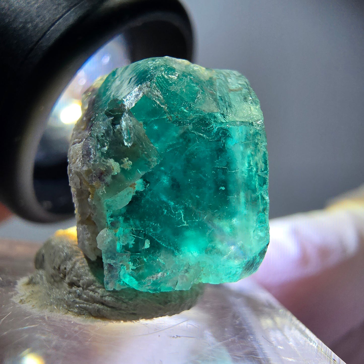 Klarer Phantom Fluorit Würfel parkettiert, grün Okorusu, Namibia 17*14*12mm