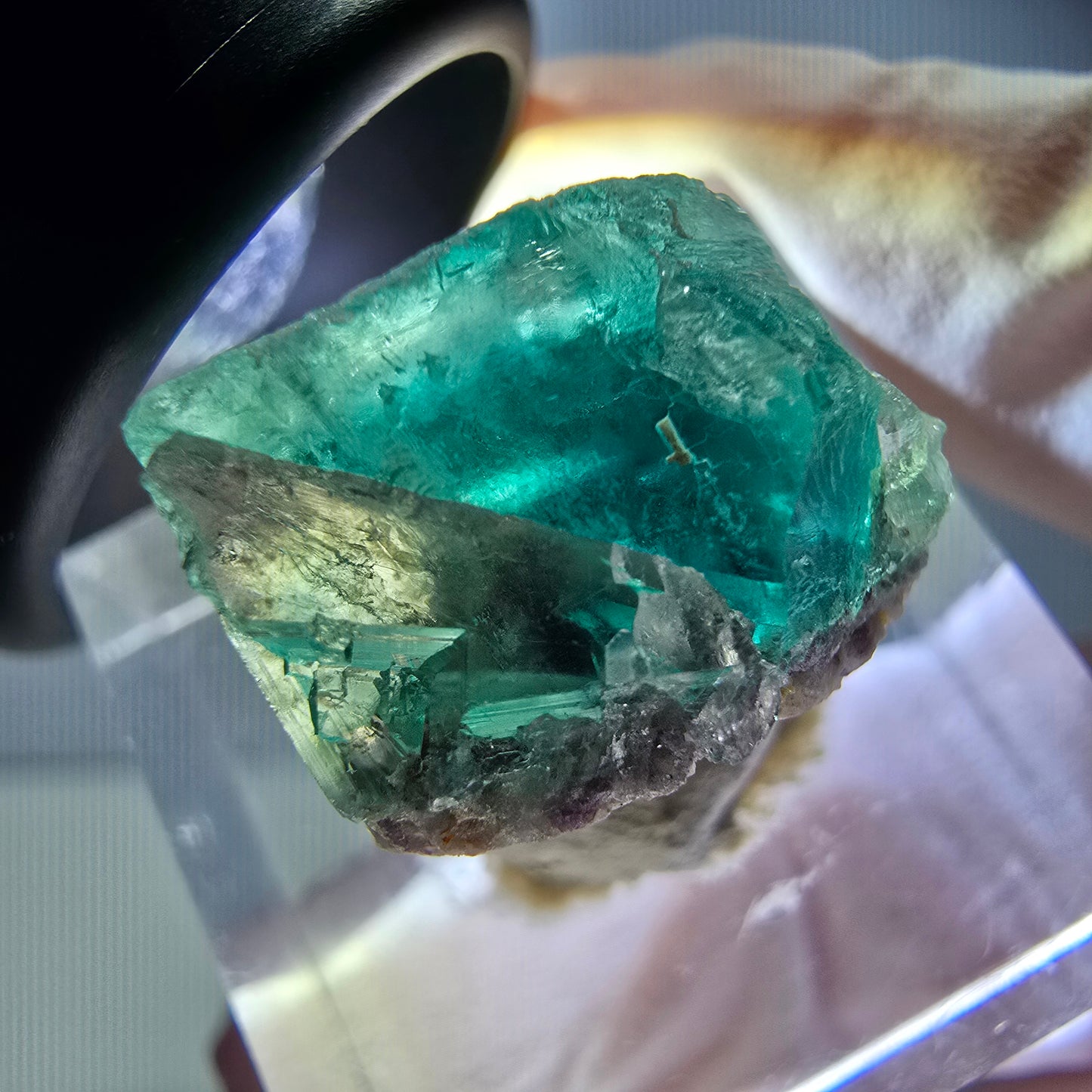 Klarer Phantom Fluorit Würfel parkettiert, grün Okorusu, Namibia 17*14*12mm