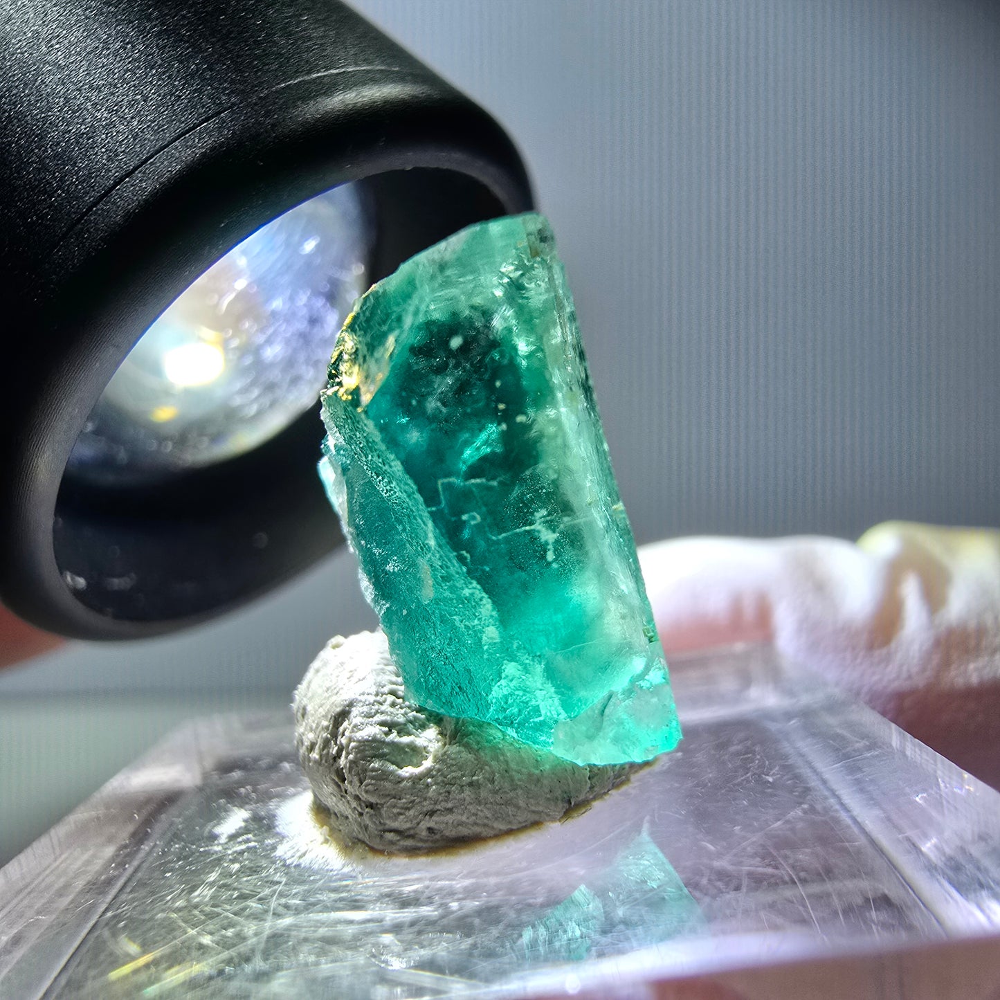 Klarer Phantom Fluorit Würfel parkettiert, grün Okorusu, Namibia 16*14*8mm