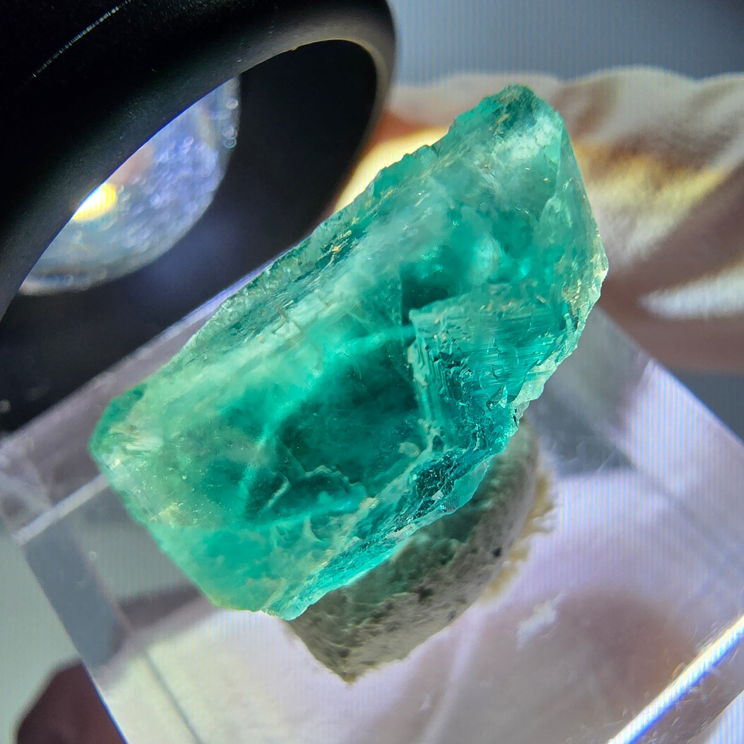Klarer Phantom Fluorit Würfel parkettiert, grün Okorusu, Namibia 16*14*8mm