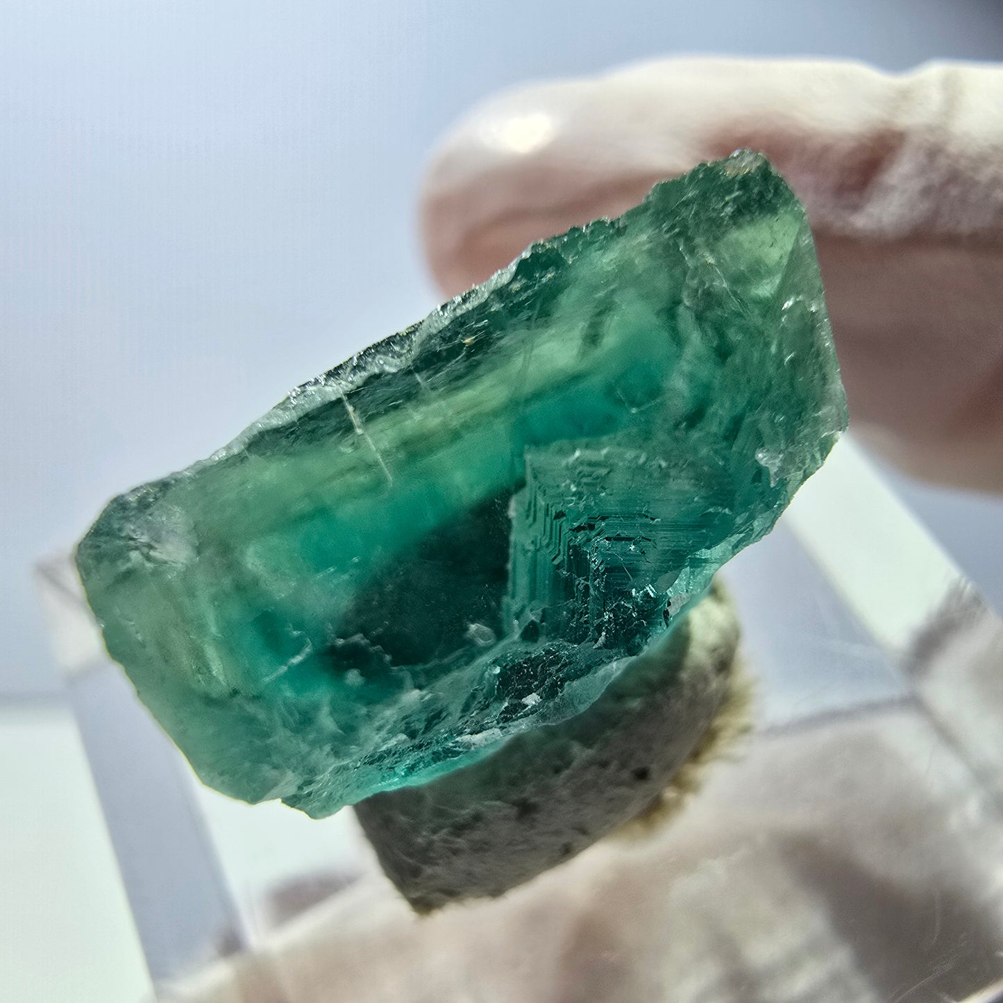 Klarer Phantom Fluorit Würfel parkettiert, grün Okorusu, Namibia 16*14*8mm