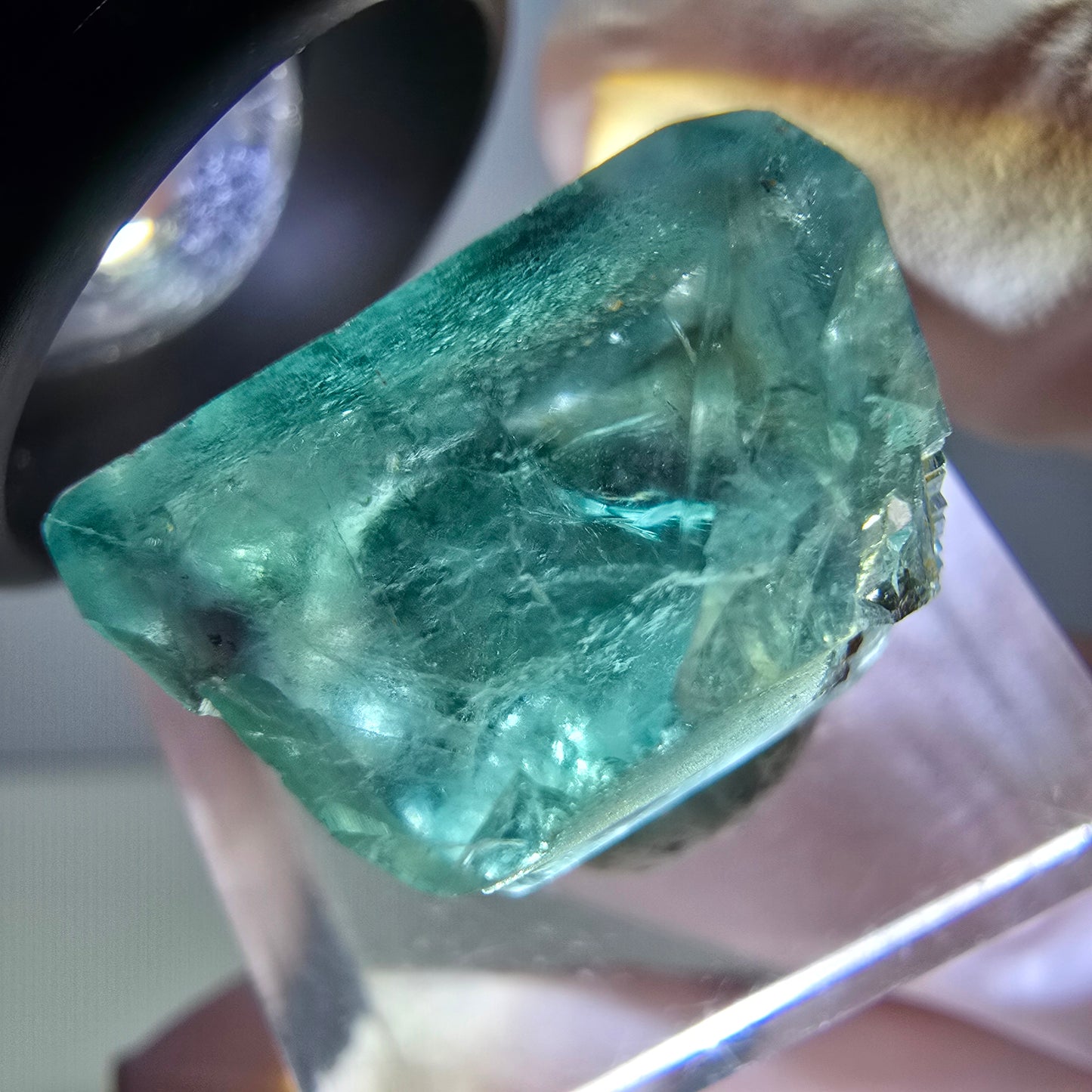 Klarer Phantom Fluorit Würfel parkettiert, grün Okorusu, Namibia 18*17*12mm