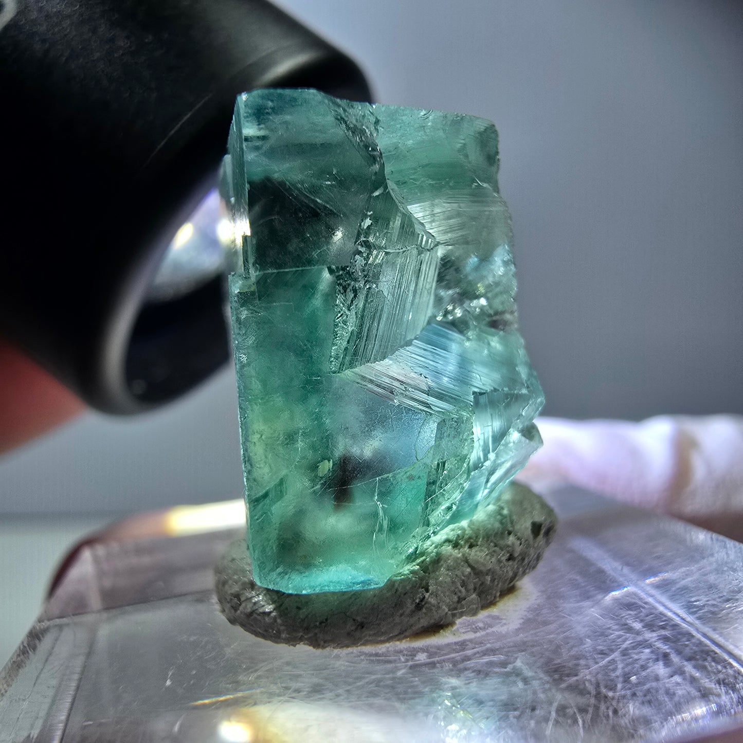 Klarer Phantom Fluorit Würfel parkettiert, grün Okorusu, Namibia 18*17*12mm