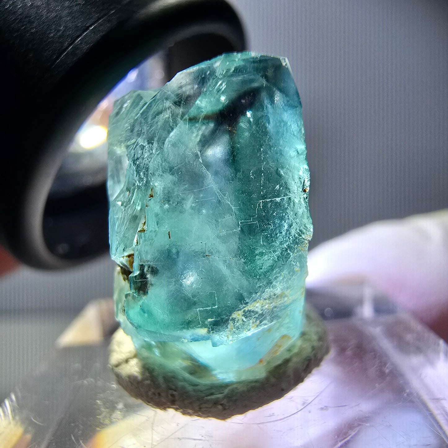 Klarer Phantom Fluorit Würfel parkettiert, grün Okorusu, Namibia 18*17*12mm