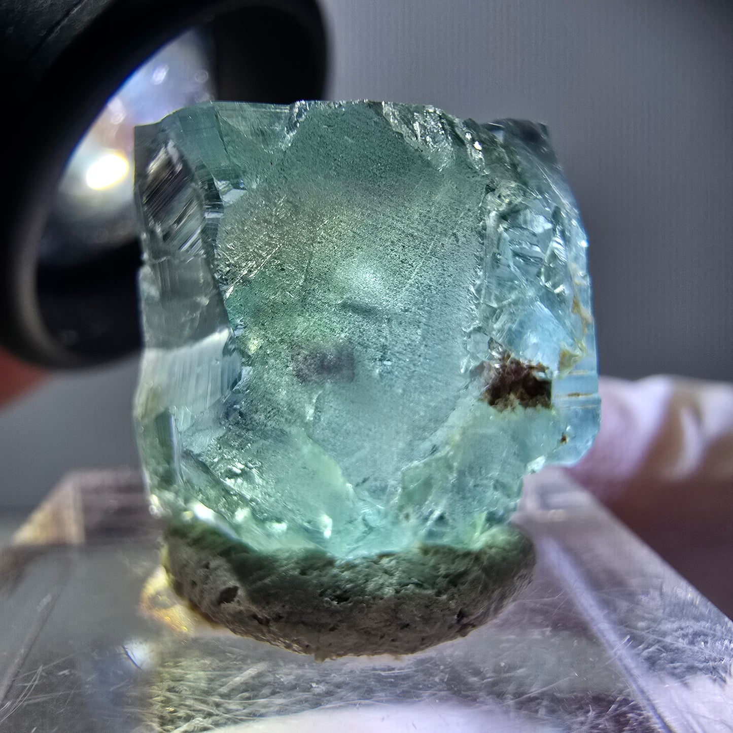 Klarer Phantom Fluorit Würfel parkettiert, grün Okorusu, Namibia 18*17*12mm