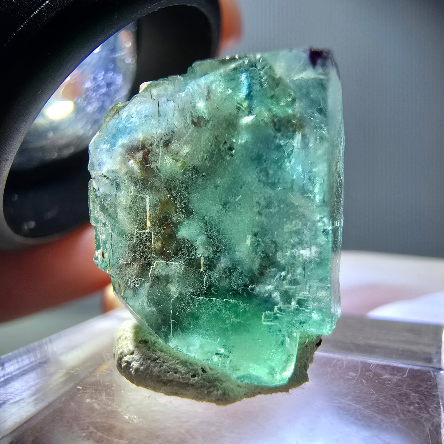 Klarer Phantom Fluorit Würfel parkettiert, grün Okorusu, Namibia 17*16*13mm