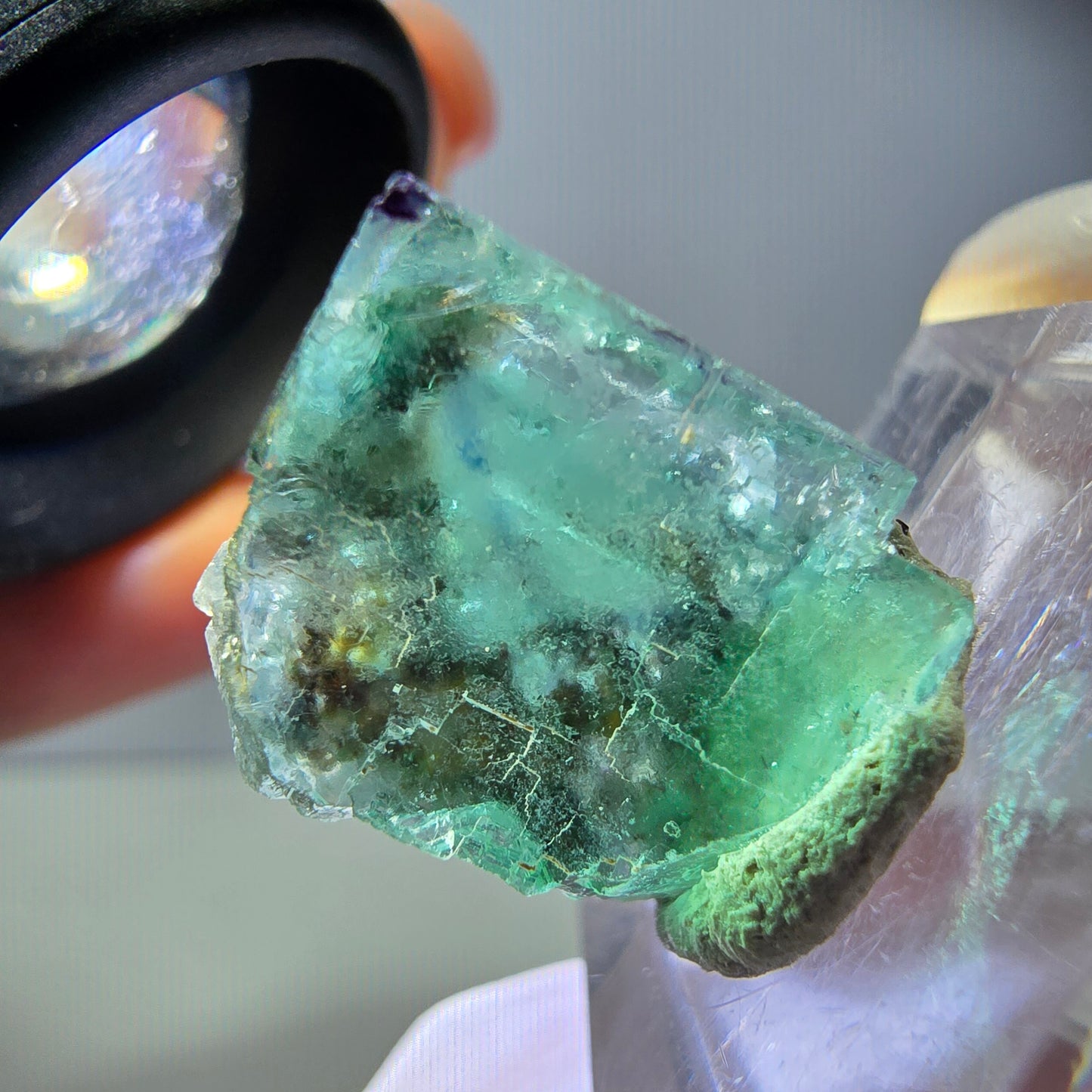 Klarer Phantom Fluorit Würfel parkettiert, grün Okorusu, Namibia 17*16*13mm