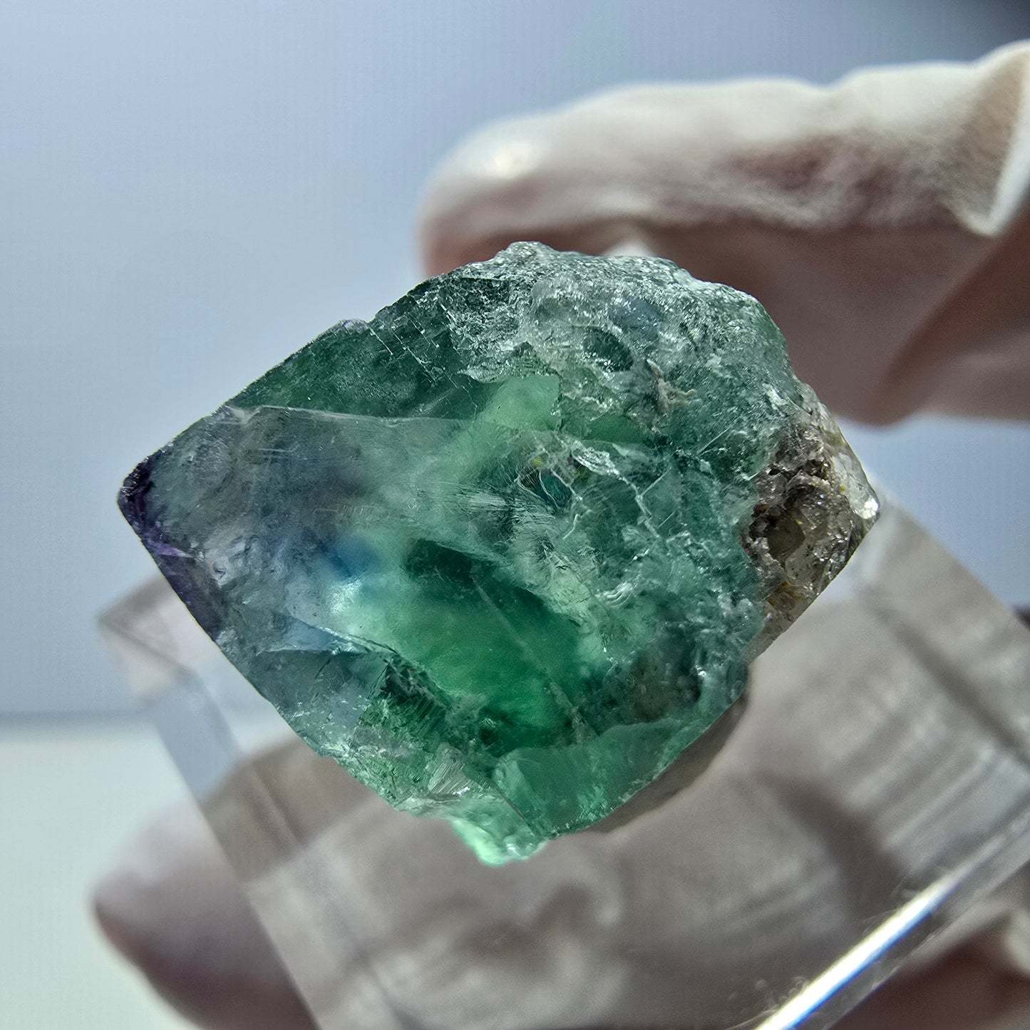 Klarer Phantom Fluorit Würfel parkettiert, grün Okorusu, Namibia 17*16*13mm