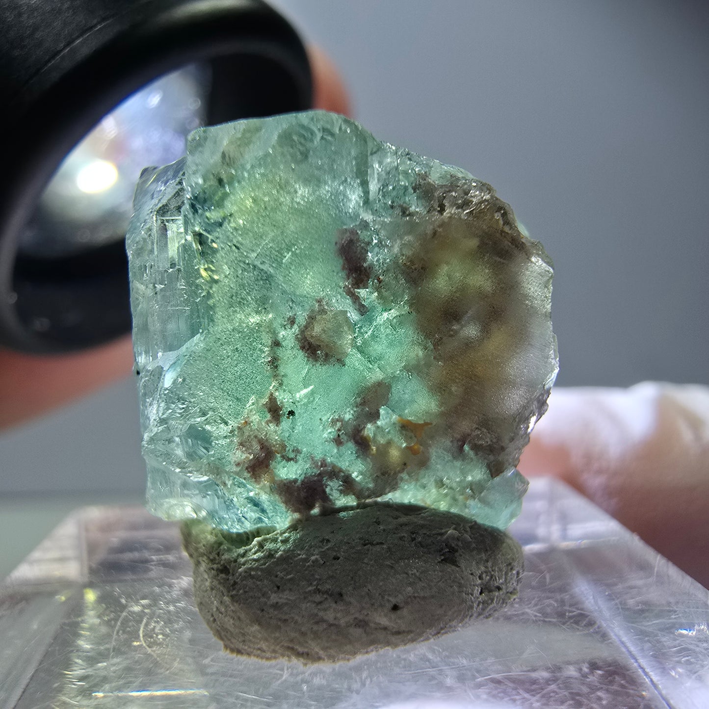 Klarer Phantom Fluorit Würfel parkettiert, grün Okorusu, Namibia 17*16*13mm