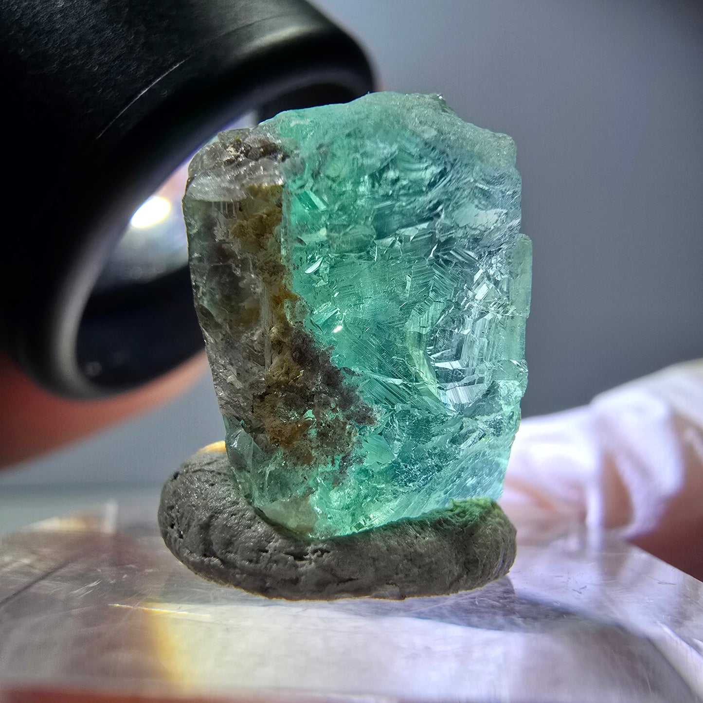 Klarer Phantom Fluorit Würfel parkettiert, grün Okorusu, Namibia 17*16*13mm